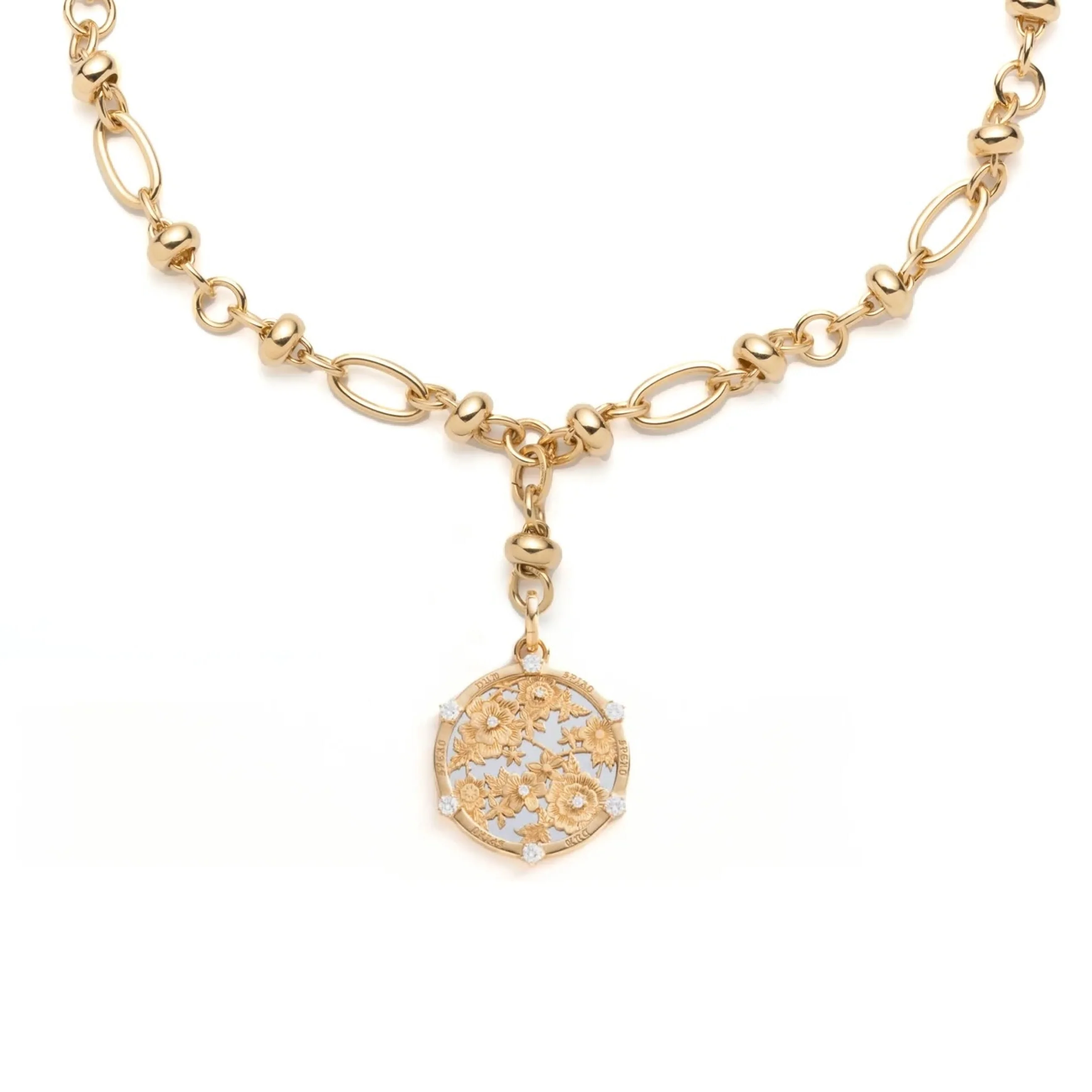 Resilience | Floral Screen Orbit Extension Necklace | Diamonds, Mixed Gold