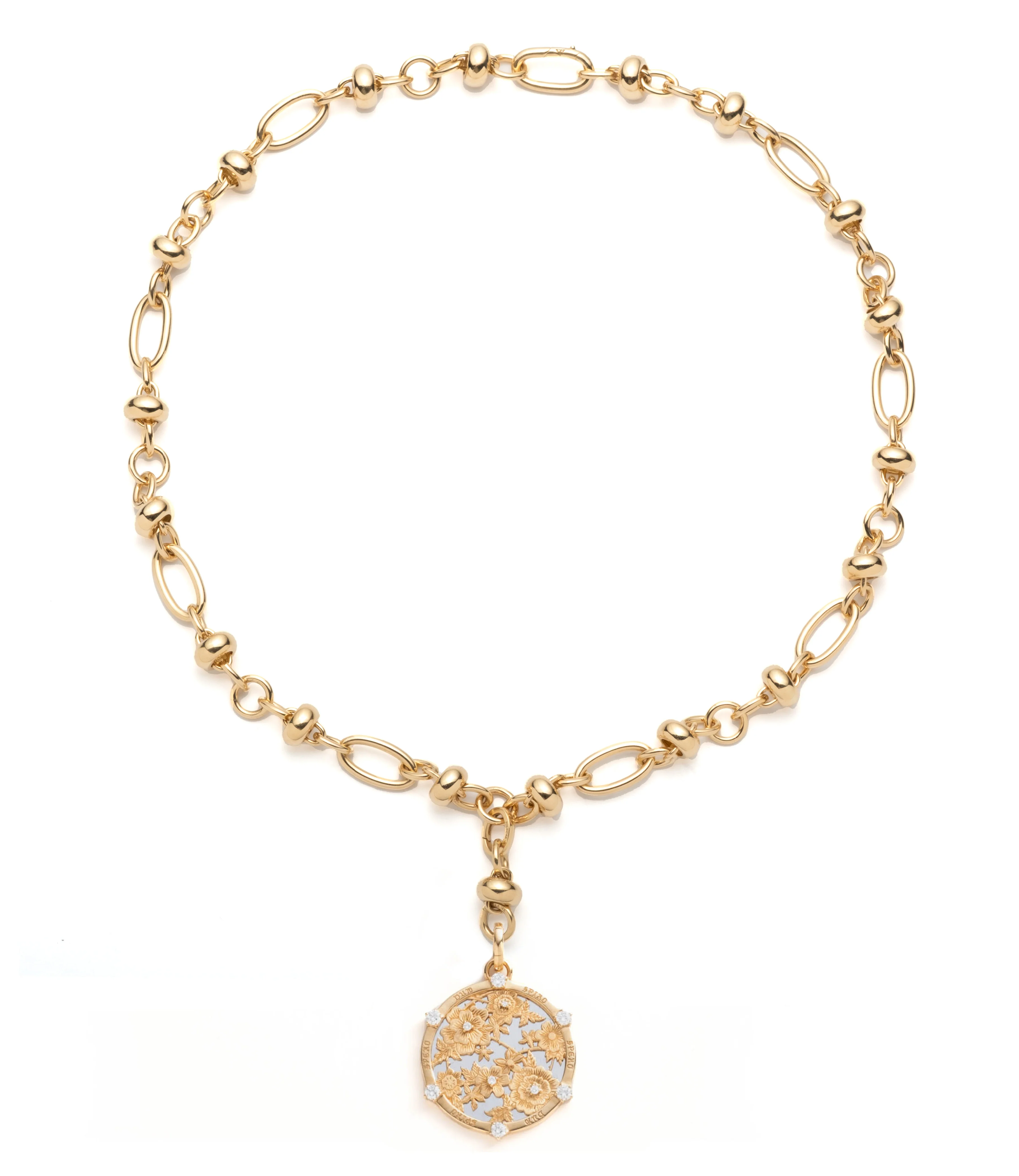 Resilience | Floral Screen Orbit Extension Necklace | Diamonds, Mixed Gold - Image 2