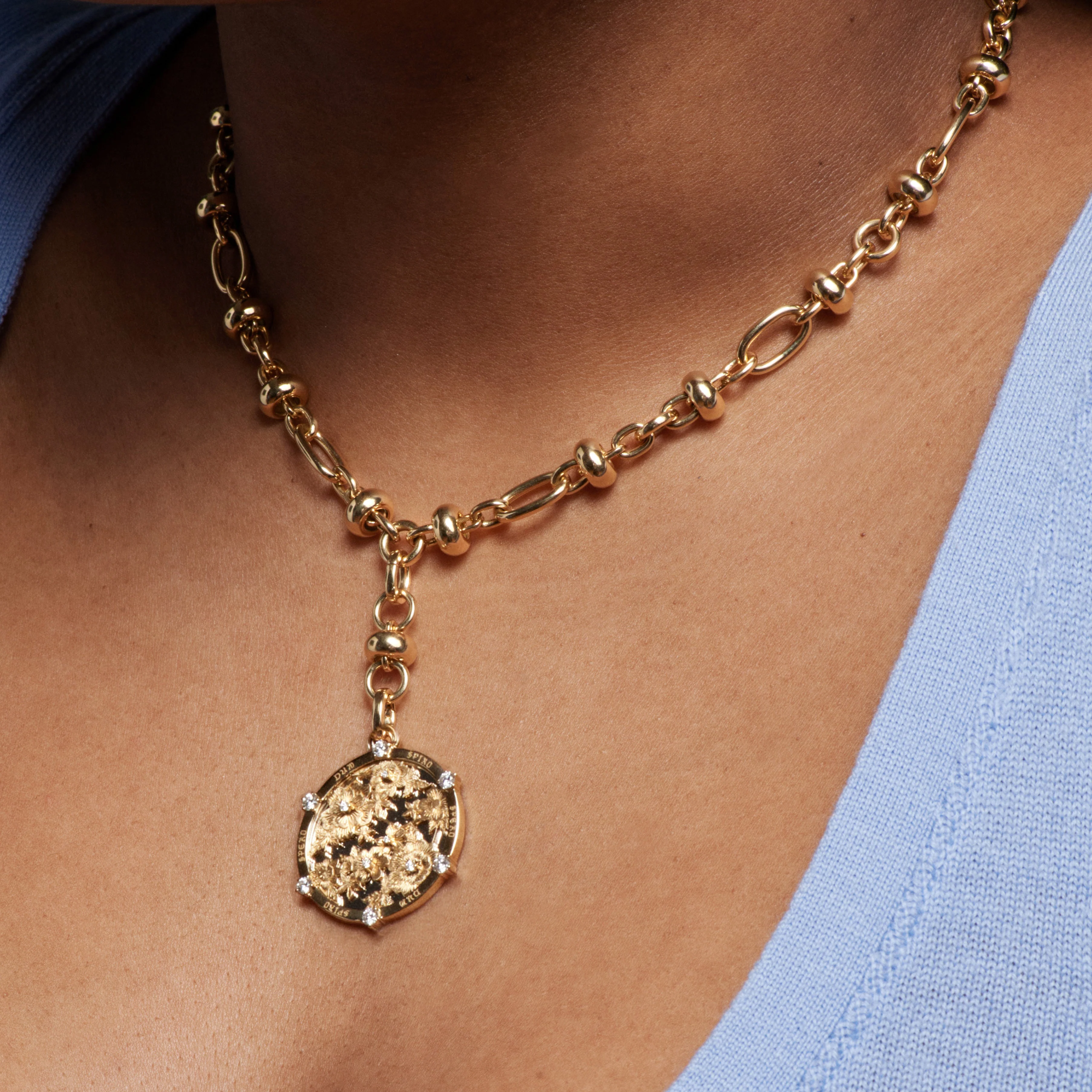 Resilience | Floral Screen Orbit Extension Necklace | Diamonds, Mixed Gold - Image 3