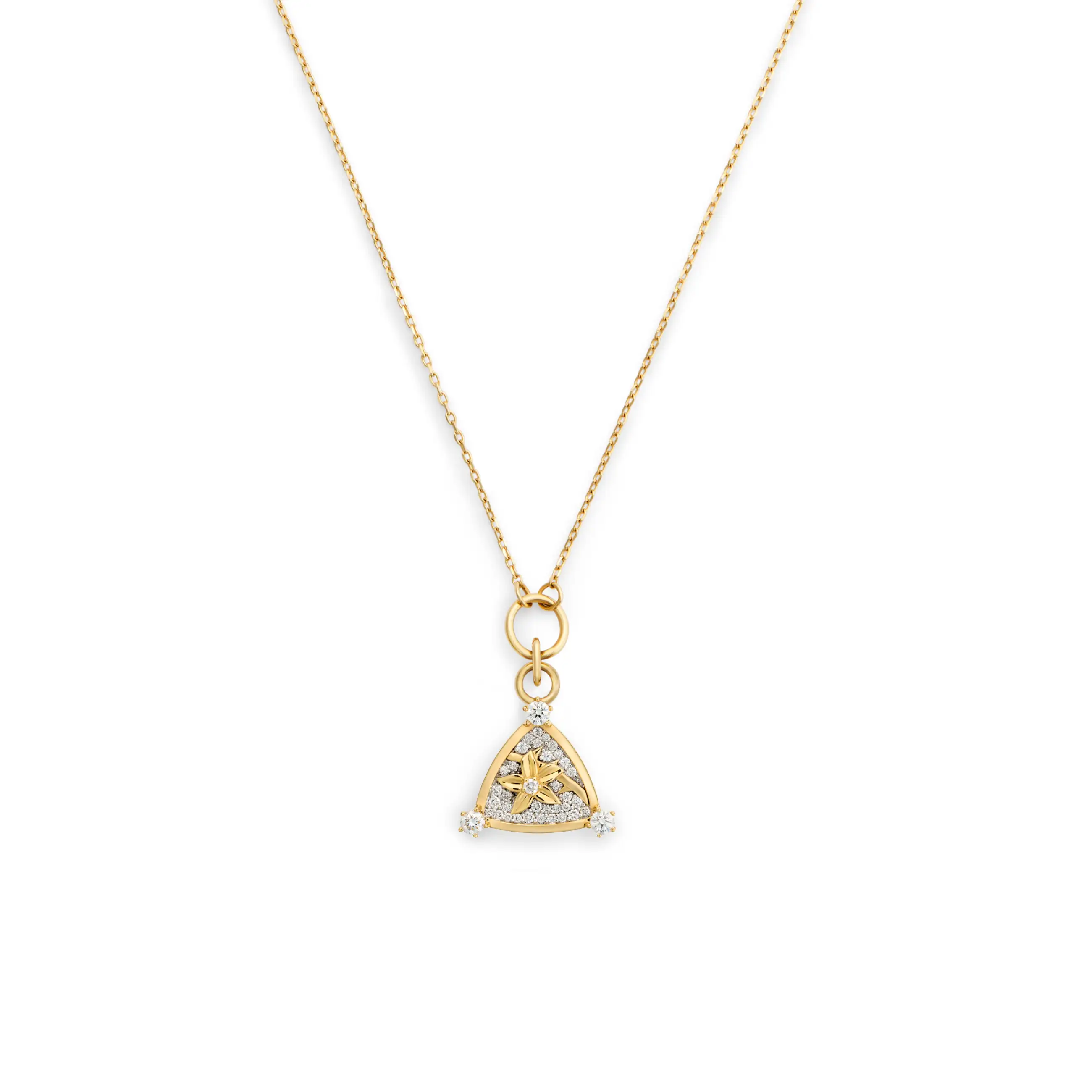 Resilience | Pavé Blossom Thread Necklace | Diamonds, Yellow Gold