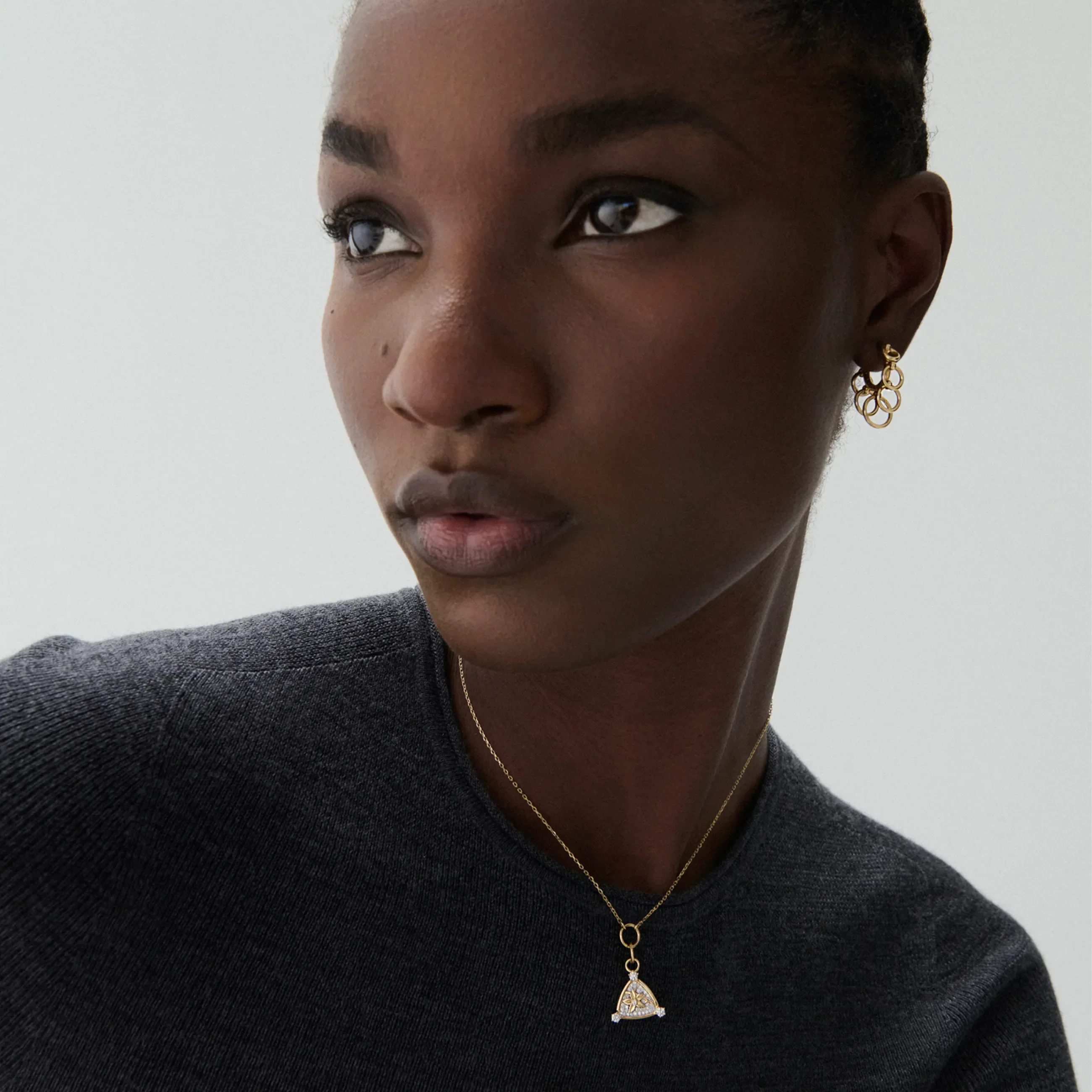 Resilience | Pavé Blossom Thread Necklace | Diamonds, Yellow Gold - Image 2