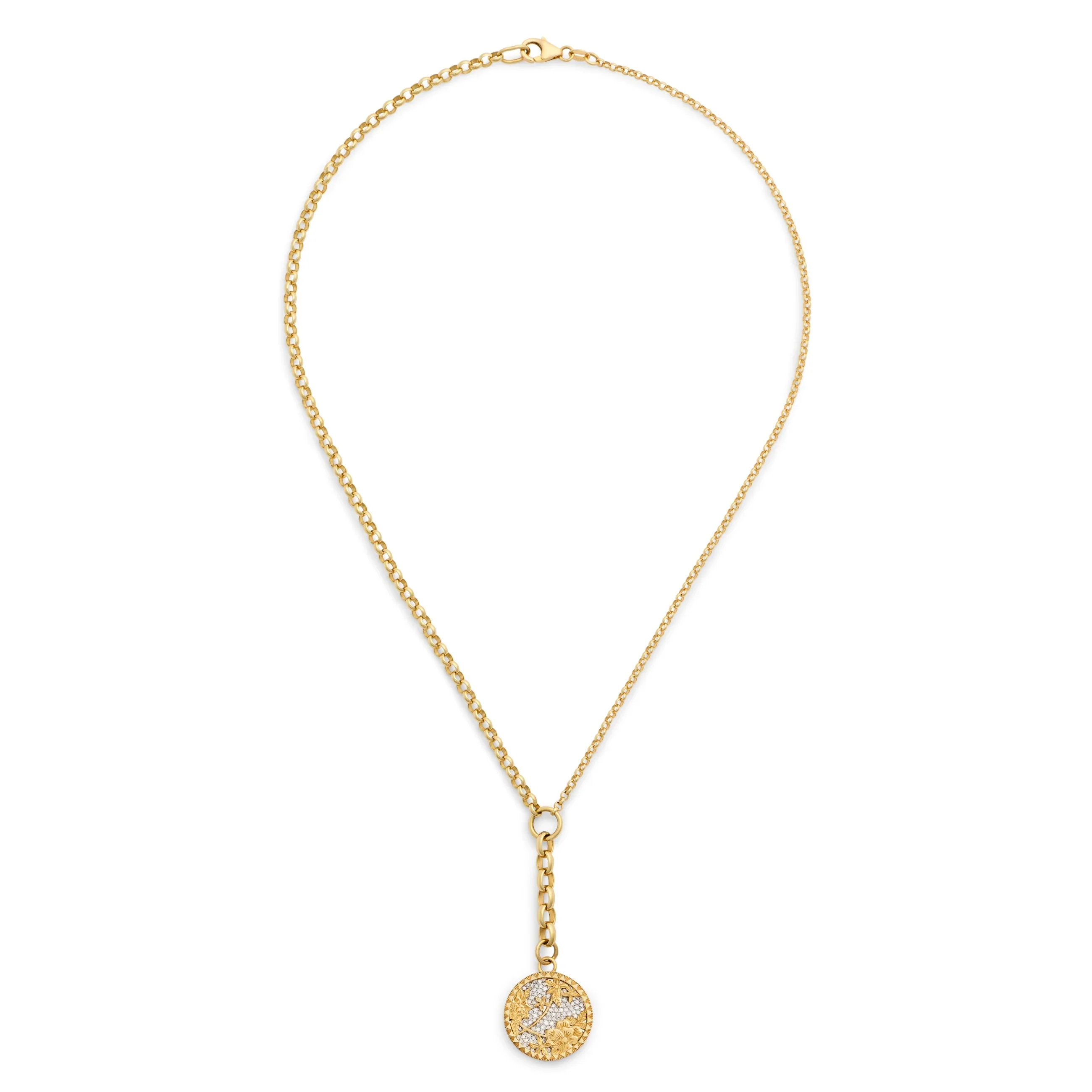 Resilience | Pavé Floral Screen Medium Mixed Belcher Extension Necklace | Diamonds, Yellow Gold - Image 3