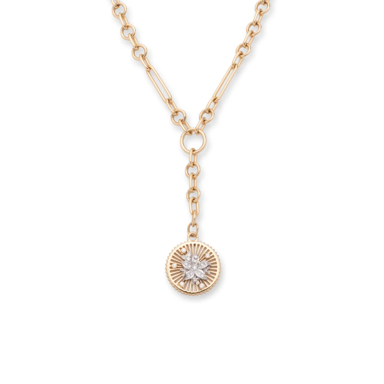 Resilience | Blossoms Small Mixed Clip Extension Necklace | Diamonds, Mixed Gold