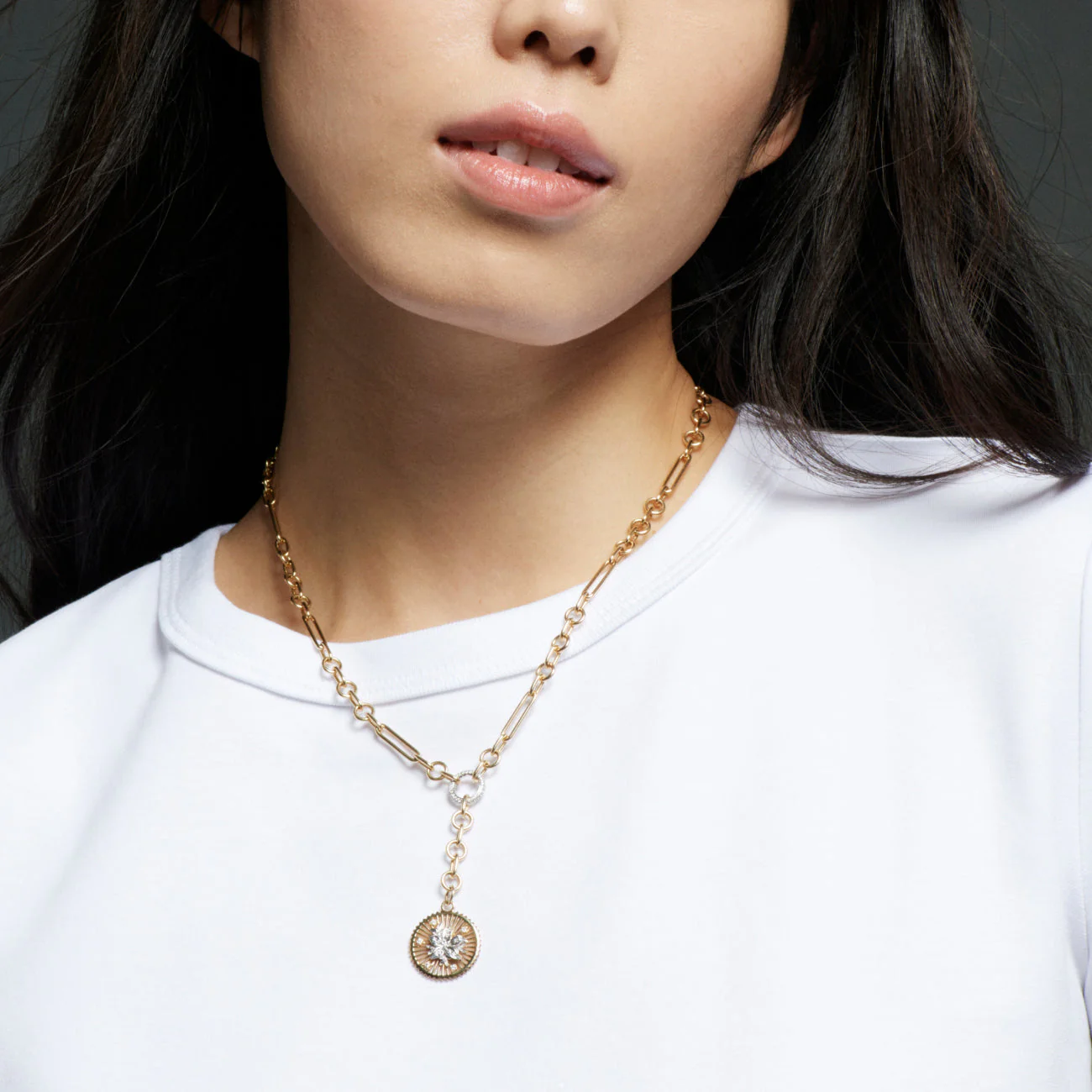 Resilience | Blossoms Small Mixed Clip Extension Necklace | Diamonds, Mixed Gold - Image 2