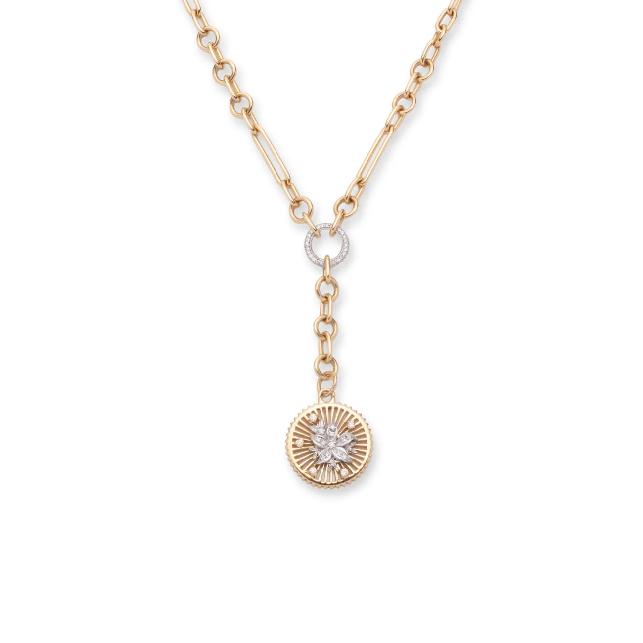 Resilience | Blossoms Small Mixed Clip Extension Necklace | Diamonds, Mixed Gold - Image 4