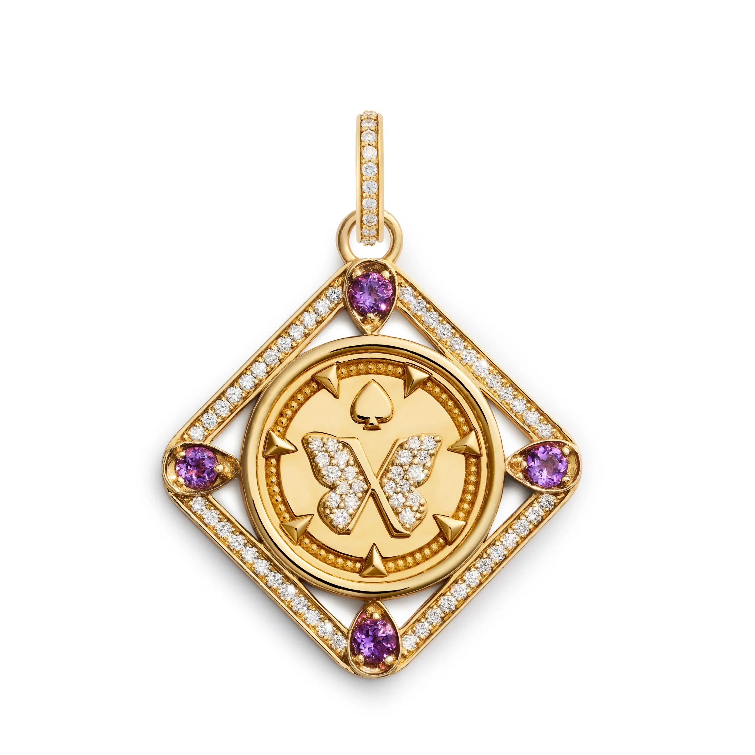 Reverie | Butterfly Framed Medallion | Amethyst, Diamonds, Yellow Gold - Image 3