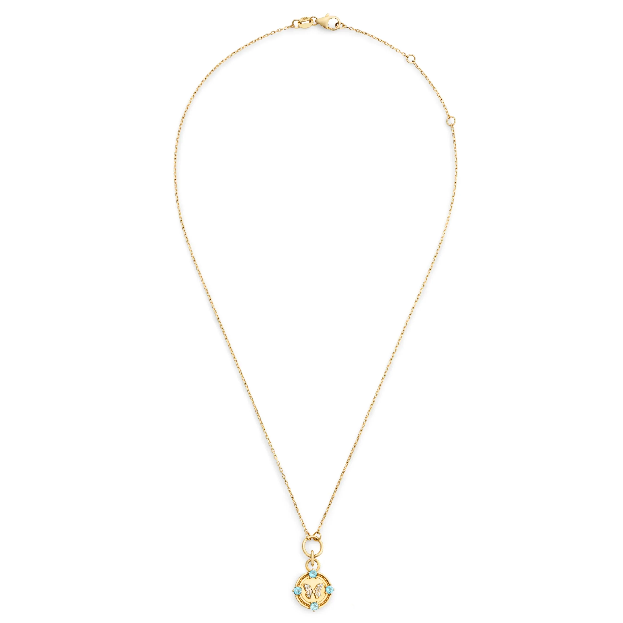 Reverie | Butterfly Thread Necklace | Diamonds, Swiss Blue Topaz, Yellow Gold - Image 3