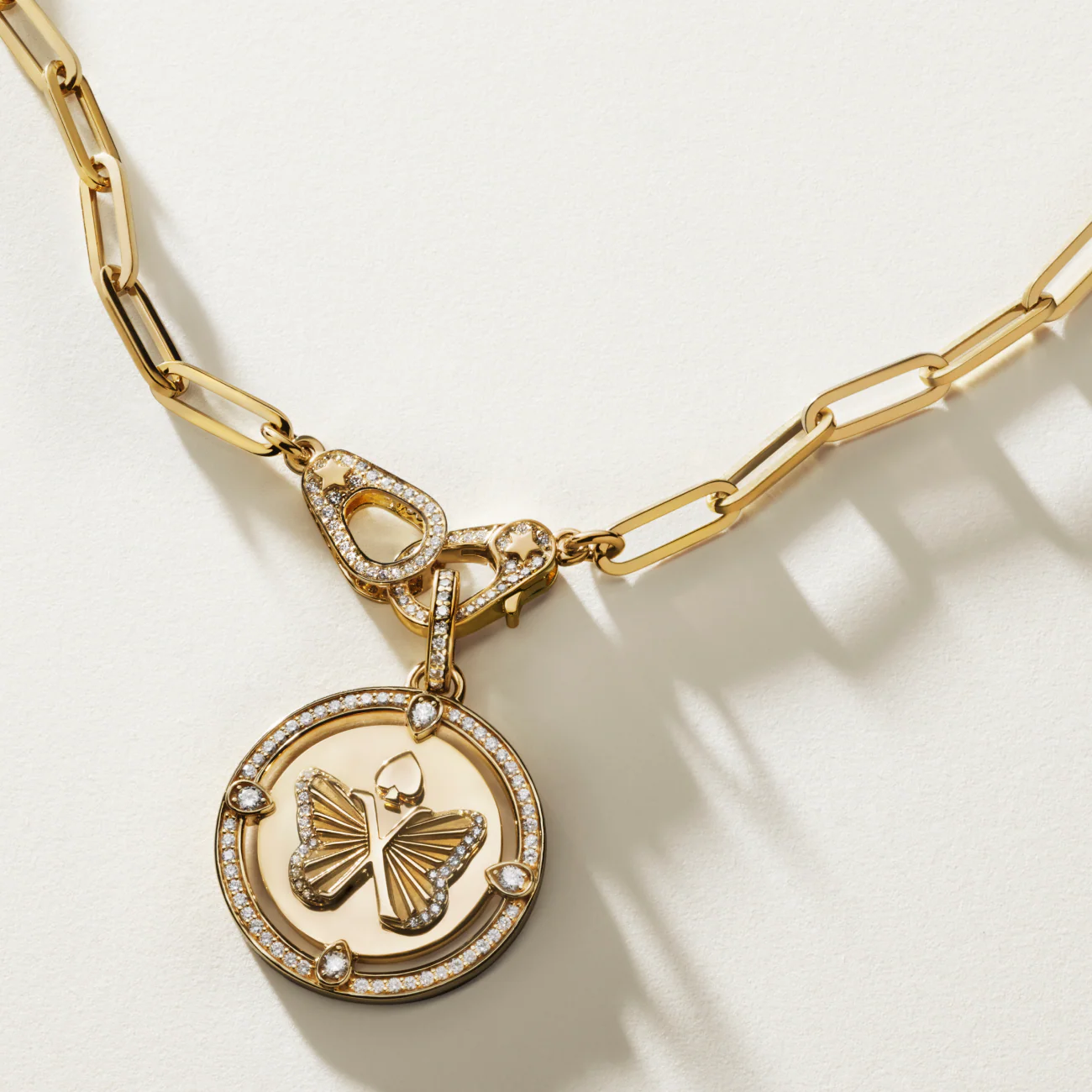 Reverie | Butterfly Medium Clip Necklace with Sister Hooks | Diamonds, Yellow Gold - Image 2