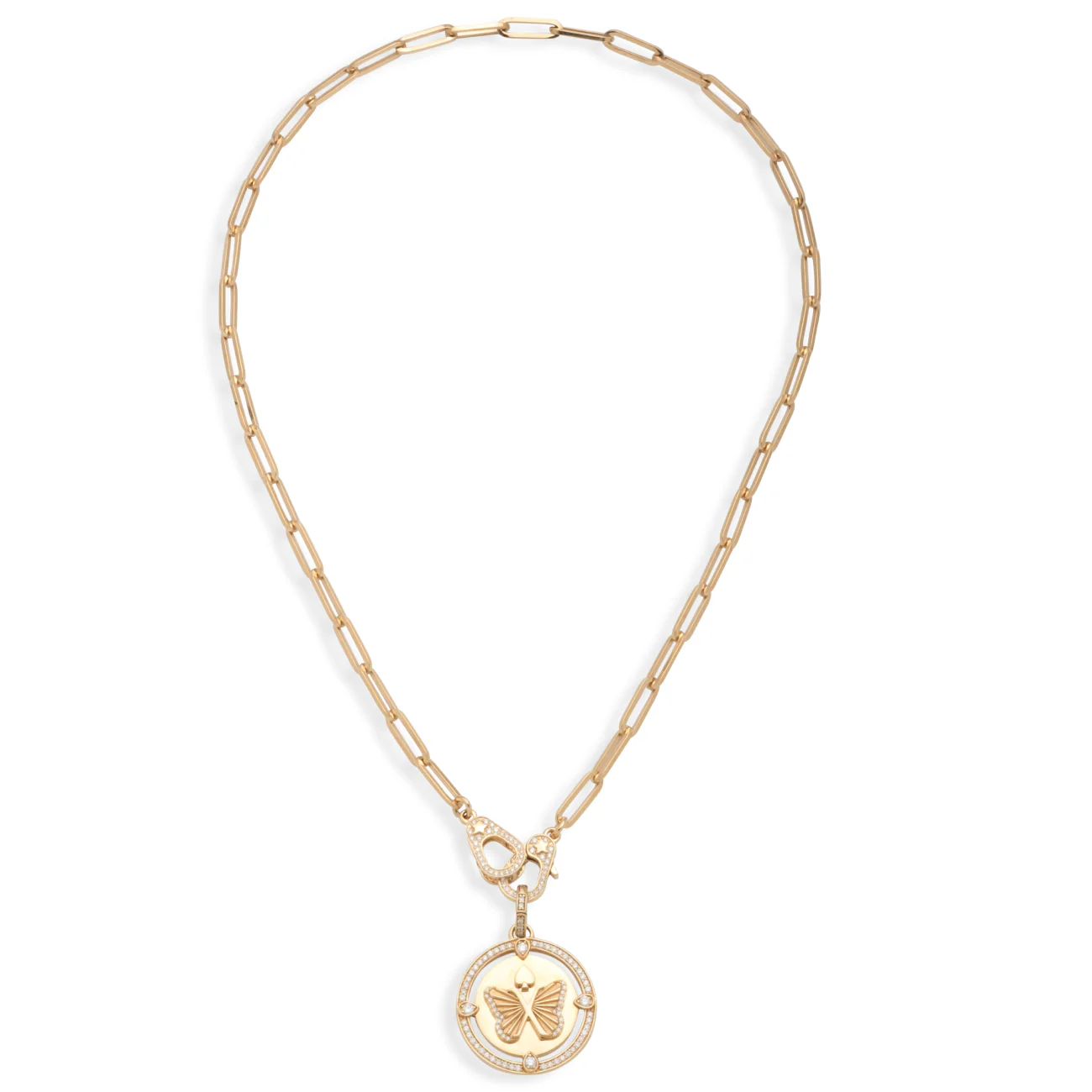 Reverie | Butterfly Medium Clip Necklace with Sister Hooks | Diamonds, Yellow Gold - Image 3