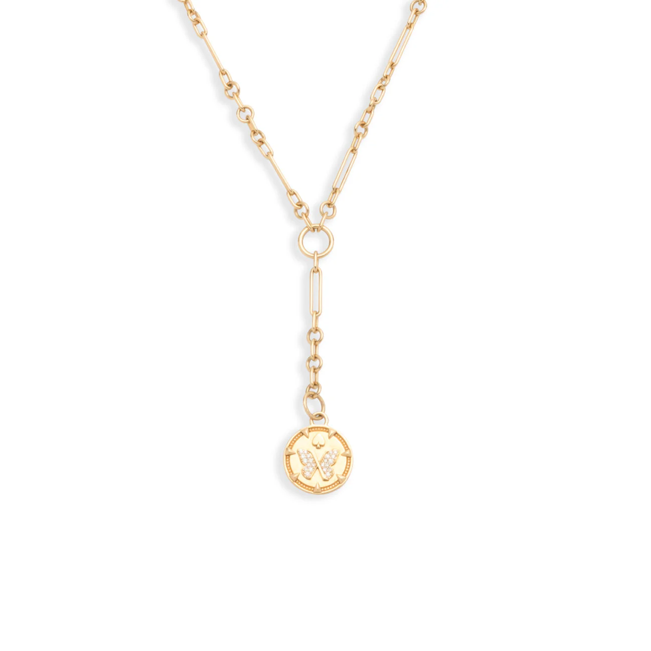 Reverie | Butterfly Fine Mixed Clip Extension Necklace | Diamonds, Yellow Gold