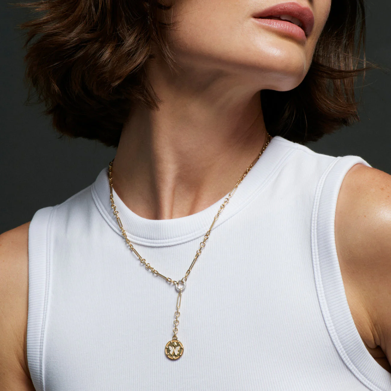 Reverie | Butterfly Fine Mixed Clip Extension Necklace | Diamonds, Yellow Gold - Image 2