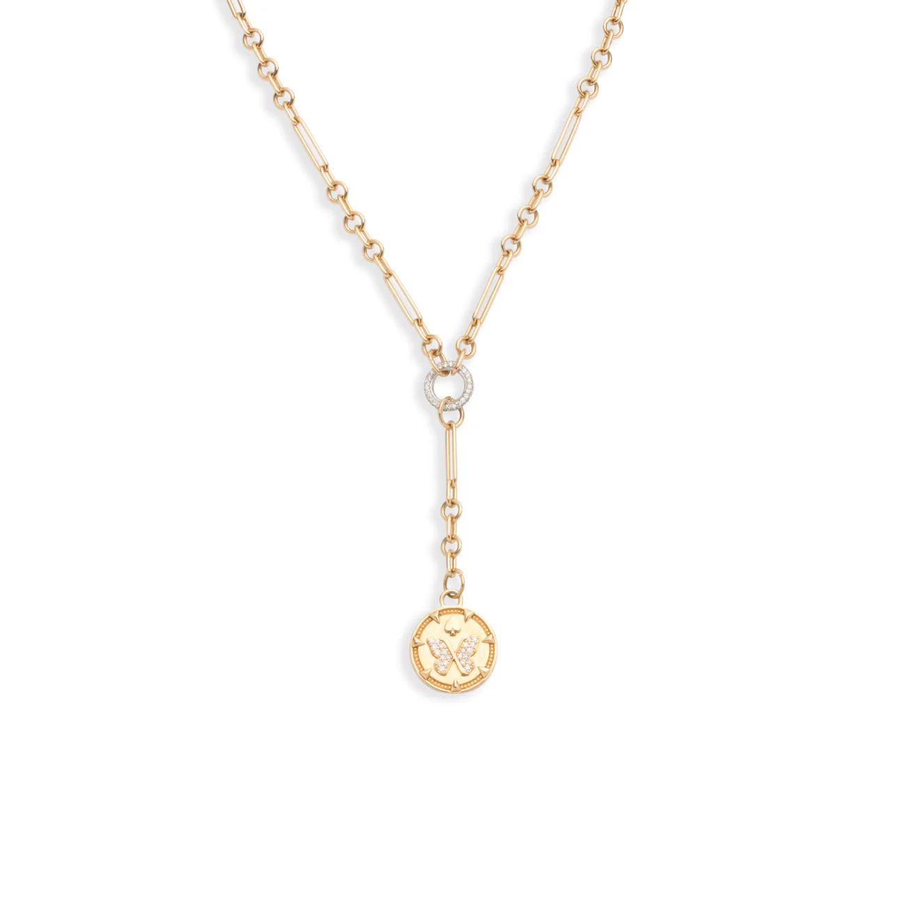 Reverie | Butterfly Fine Mixed Clip Extension Necklace | Diamonds, Yellow Gold - Image 4