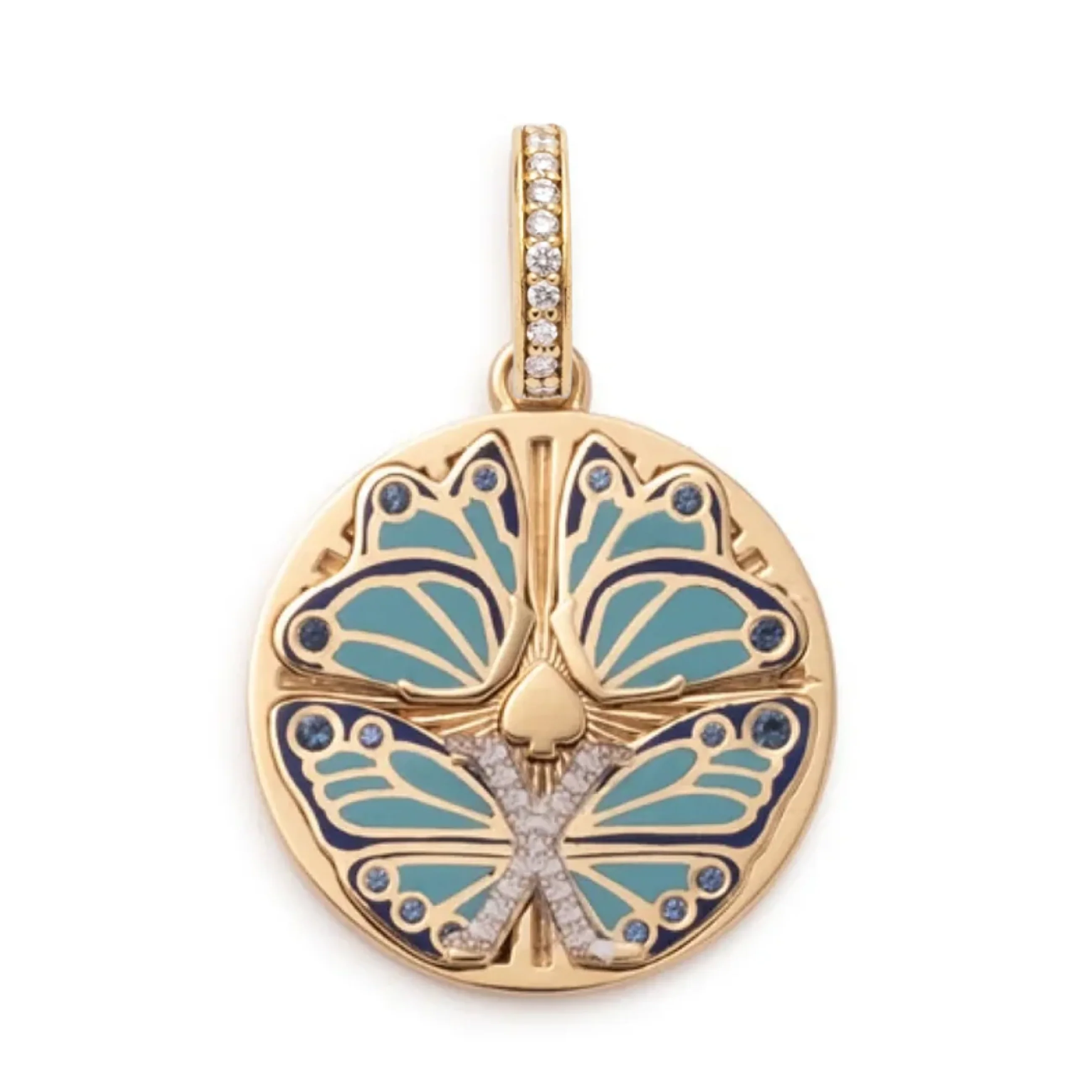 Reverie | Ceramic Butterfly Large Medallion | Ceramic, Diamonds, Blue Sapphire, Yellow Gold - Image 3