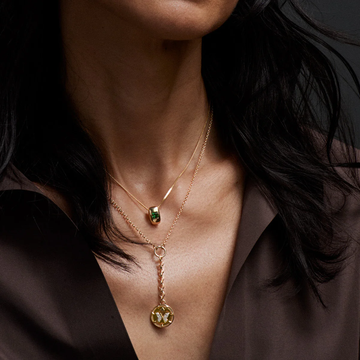 Reverie | Butterfly Small Mixed Belcher Extension Necklace | Diamonds, Yellow Gold - Image 2