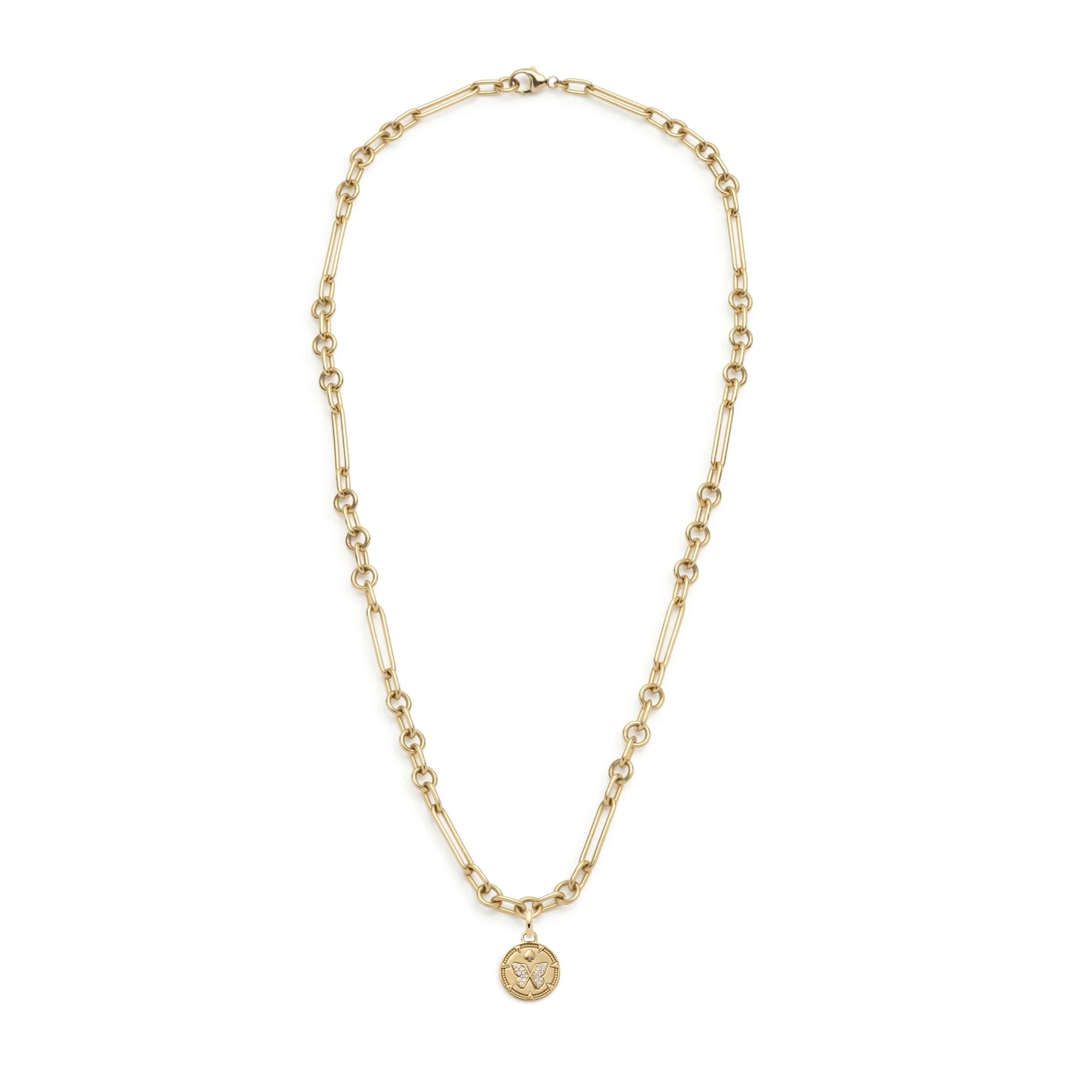 Reverie | Butterfly Small Mixed Clip Necklace | Diamonds, Yellow Gold - Image 2