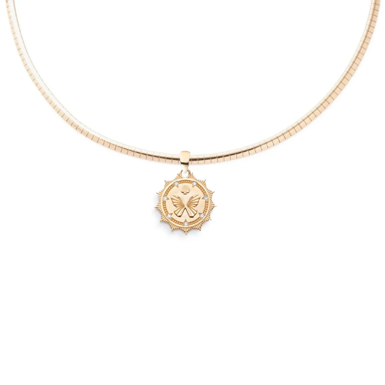 Reverie | Butterfly Small Sleek Collar Necklace | Diamonds, Yellow Gold