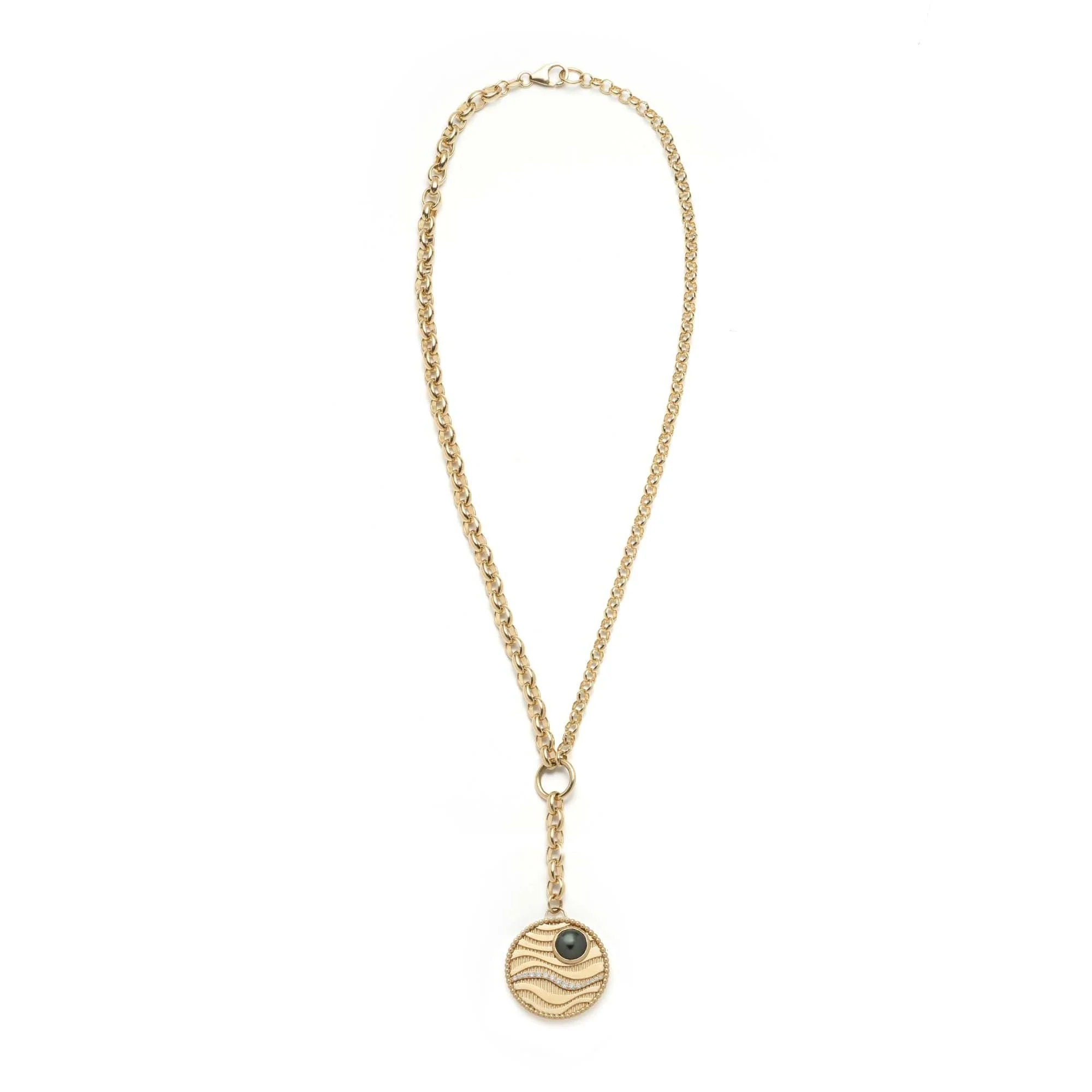 Wholeness | Sana Heavy Mixed Belcher Extension Necklace | Diamonds, Black Tahitian Pearl, Yellow Gold - Image 4