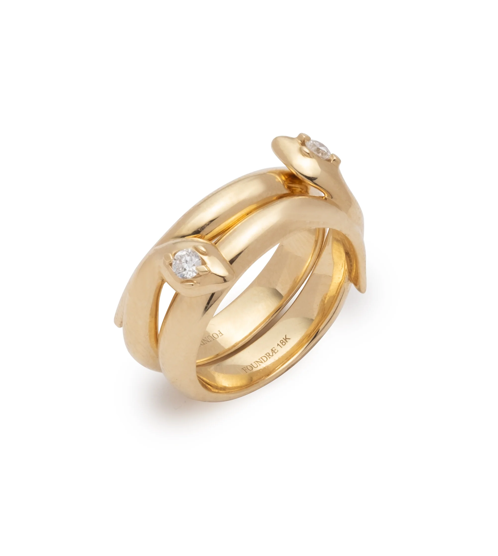 Wholeness | Bold Snake Bookend Band | Diamond, Yellow Gold - Image 3