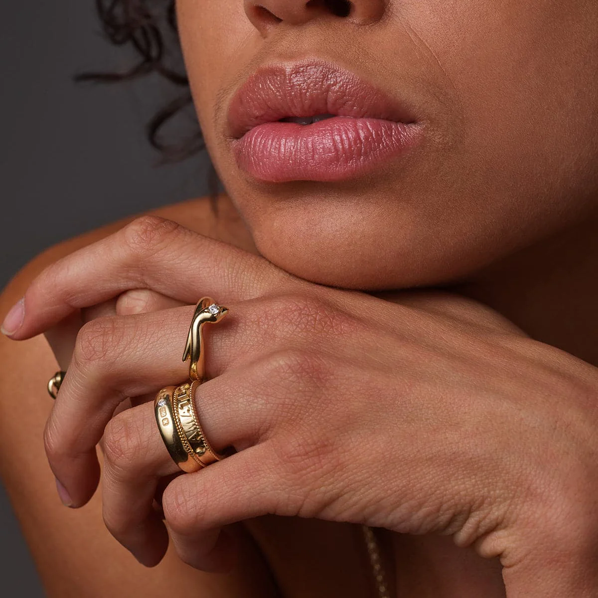 Wholeness | Bold Snake Bookend Band | Diamond, Yellow Gold - Image 4