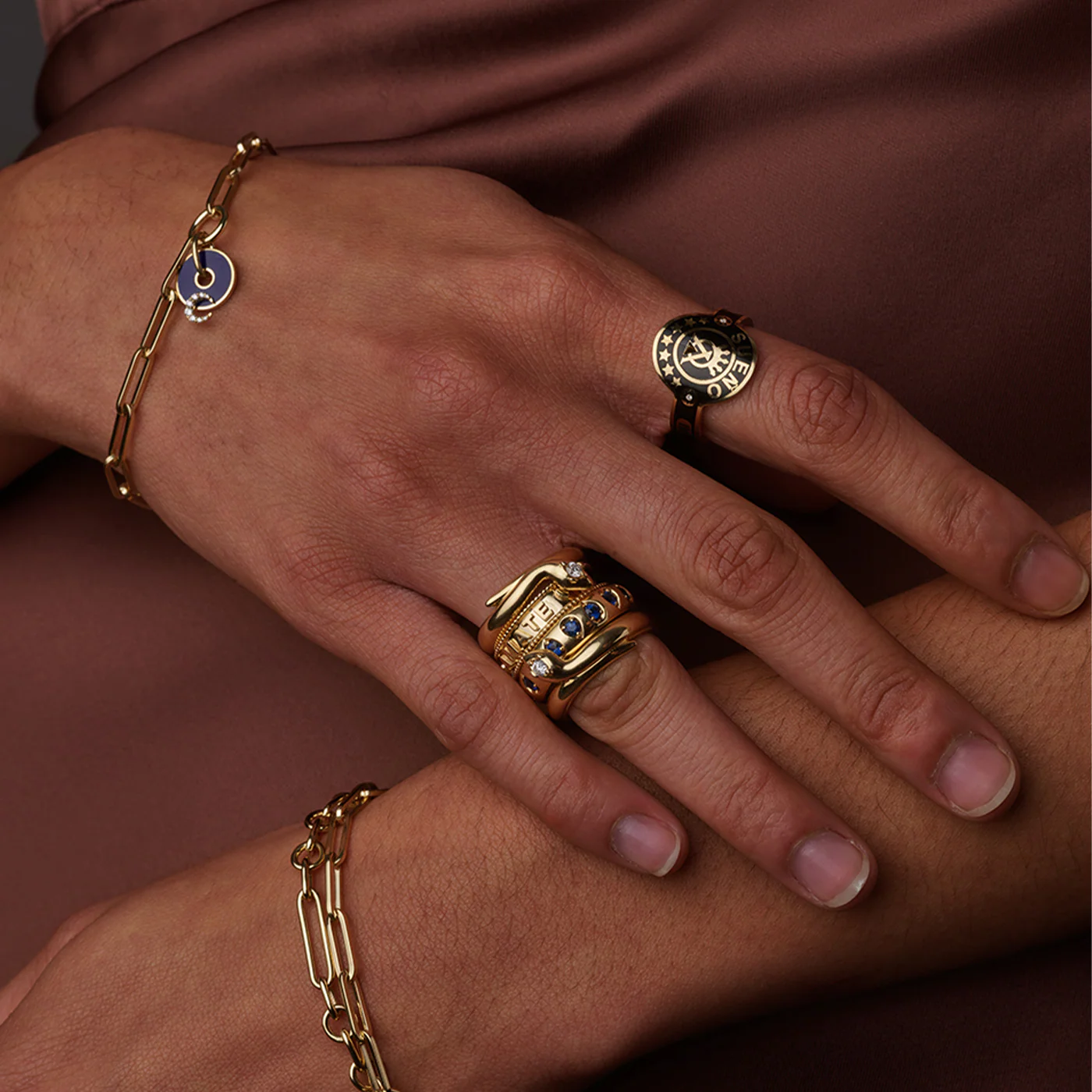 Wholeness | Bold Snake Bookend Band | Diamond, Yellow Gold - Image 6