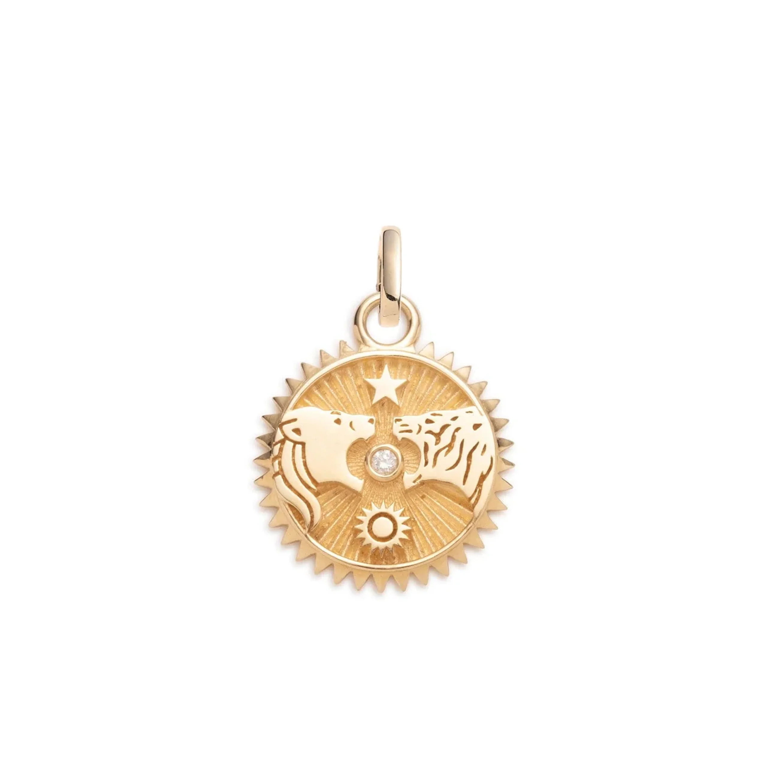 Strength | Solar & Lunar Baby Medallion | Diamond, Yellow Gold