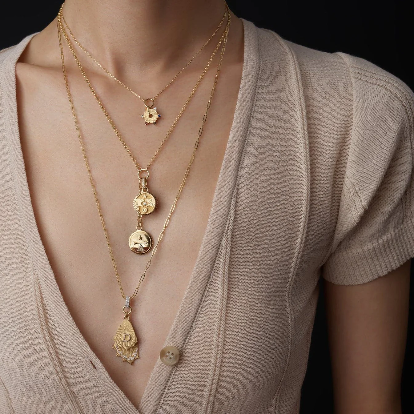 Strength | Solar & Lunar Baby Medallion | Diamond, Yellow Gold - Image 4