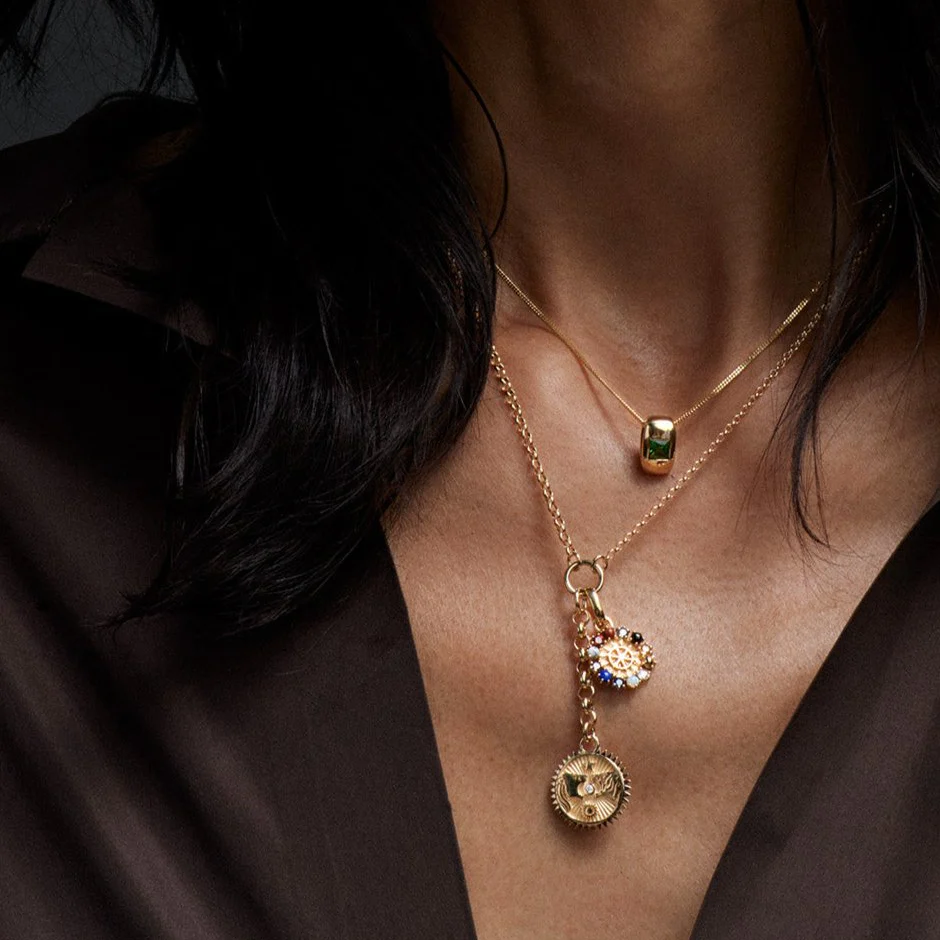 Strength | Solar & Lunar Small Mixed Belcher Extension Necklace | Diamond, Yellow Gold - Image 4