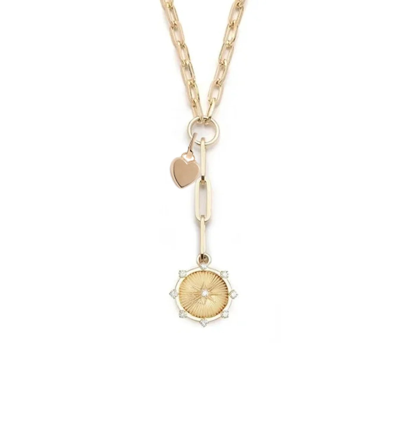 Personalized - Foundation | Spark and Engravable Heart Ingot Small Clip Extension Necklace | Diamonds, Yellow Gold