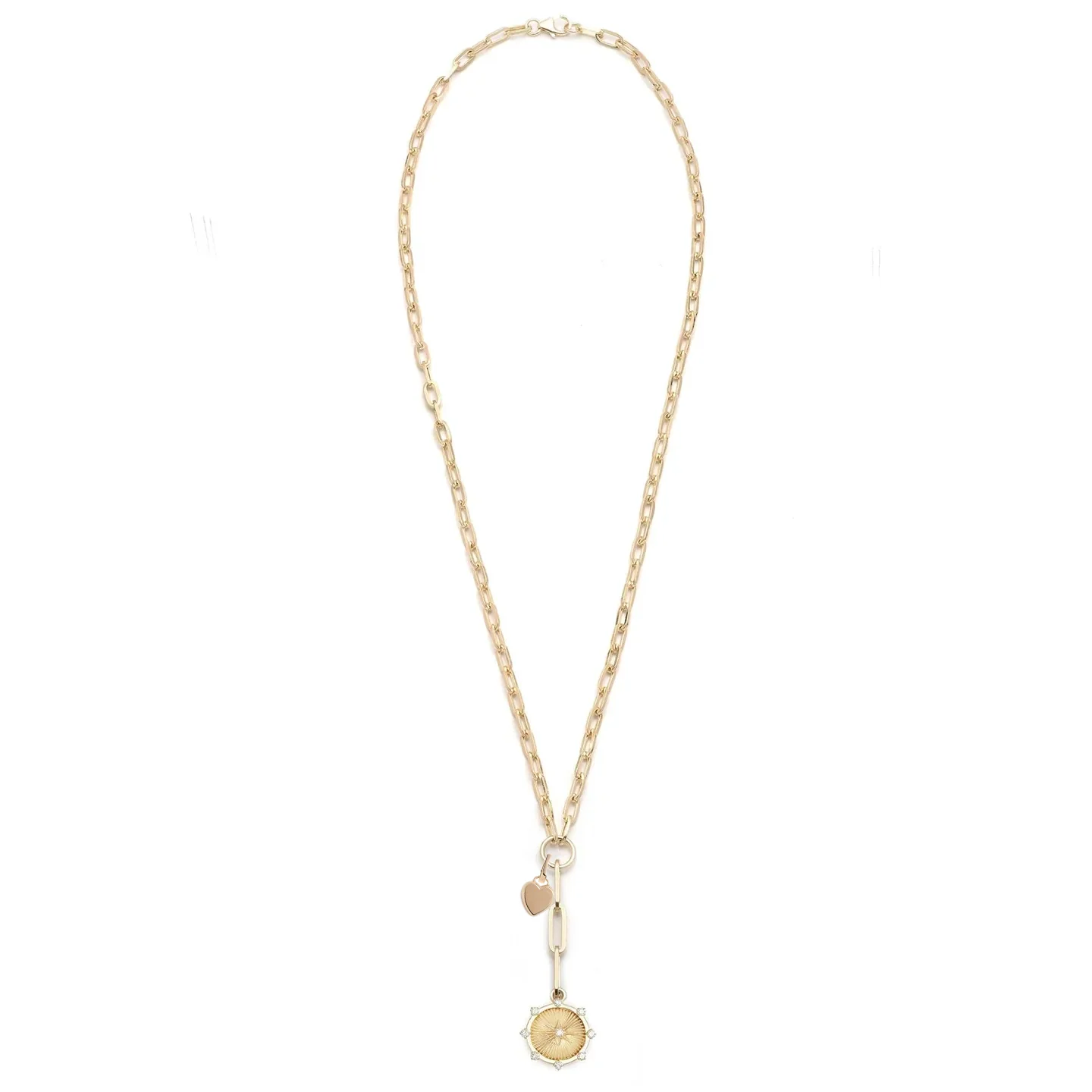 Personalized - Foundation | Spark and Engravable Heart Ingot Small Clip Extension Necklace | Diamonds, Yellow Gold - Image 2