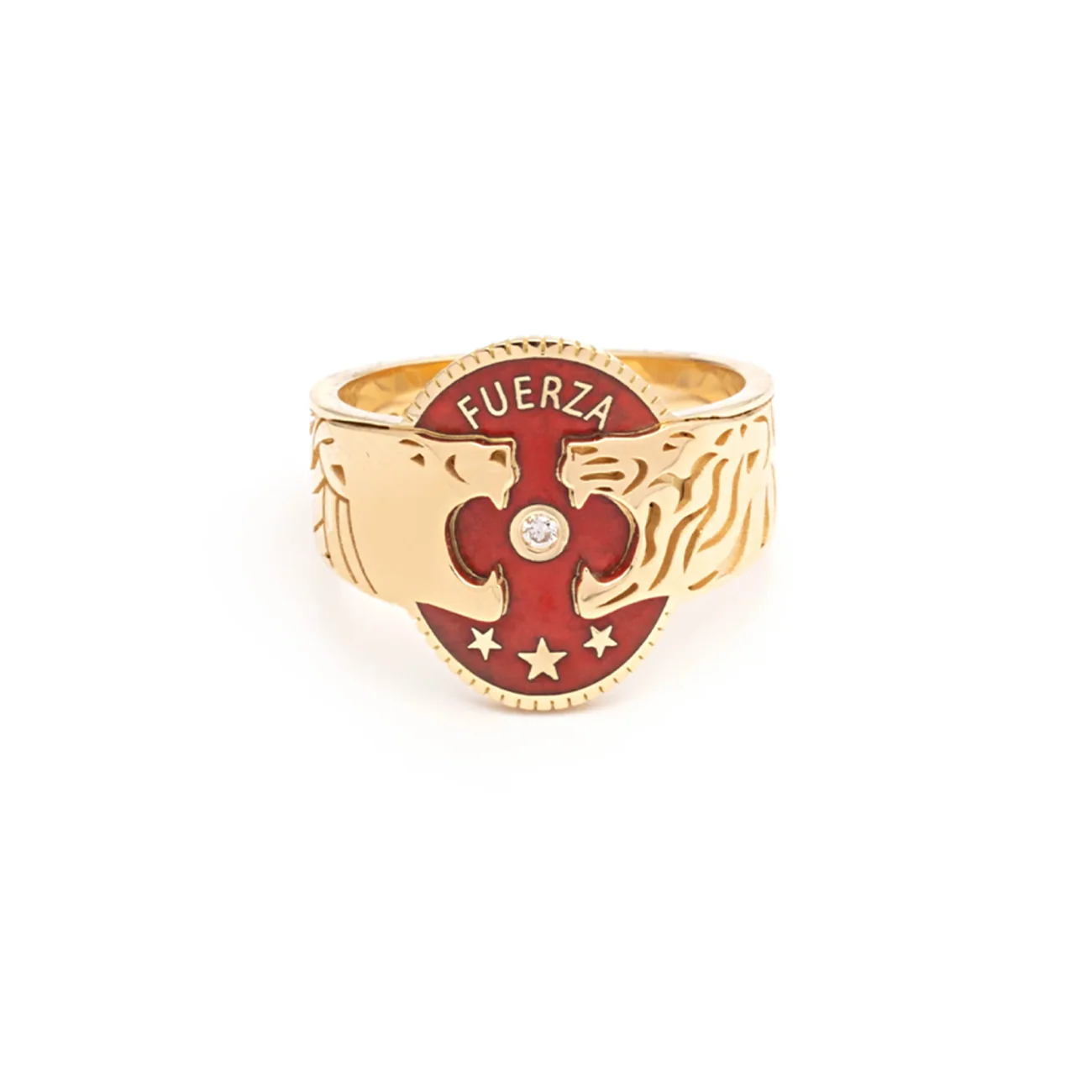 Strength | Cigar Band | Red Ceramic, Diamond, Yellow Gold