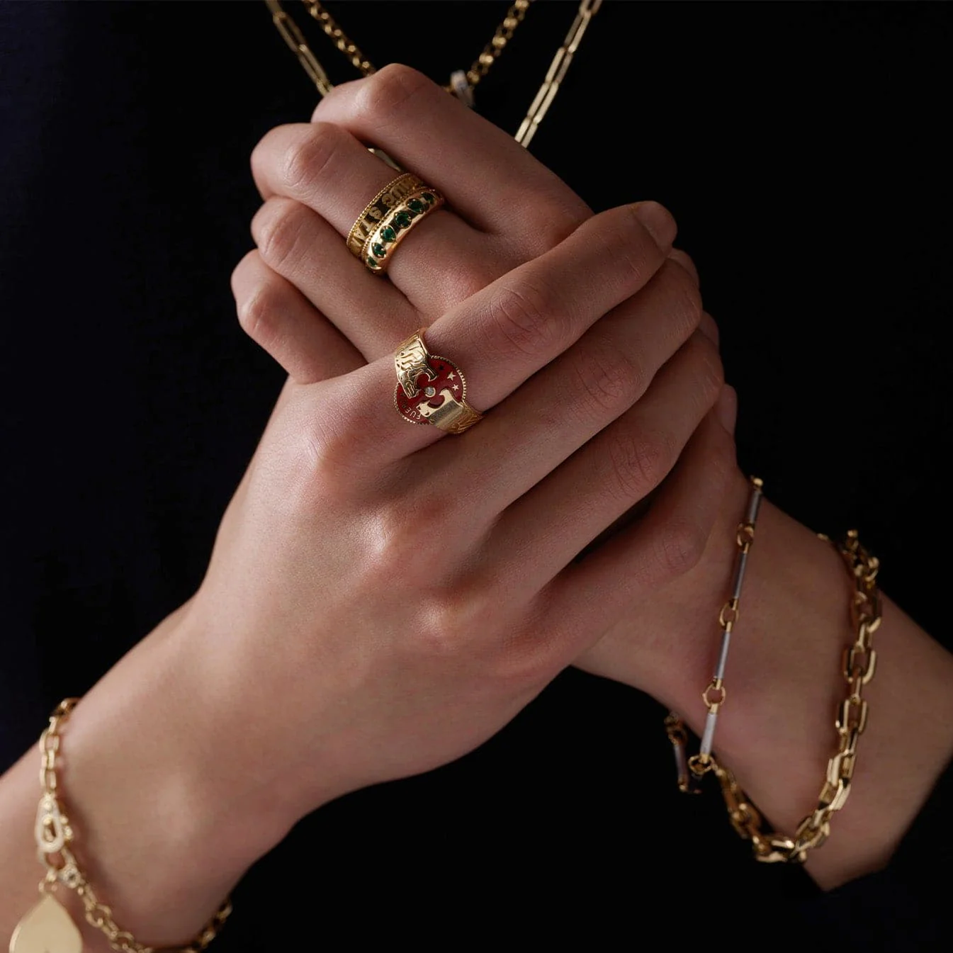 Strength | Cigar Band | Red Ceramic, Diamond, Yellow Gold - Image 4