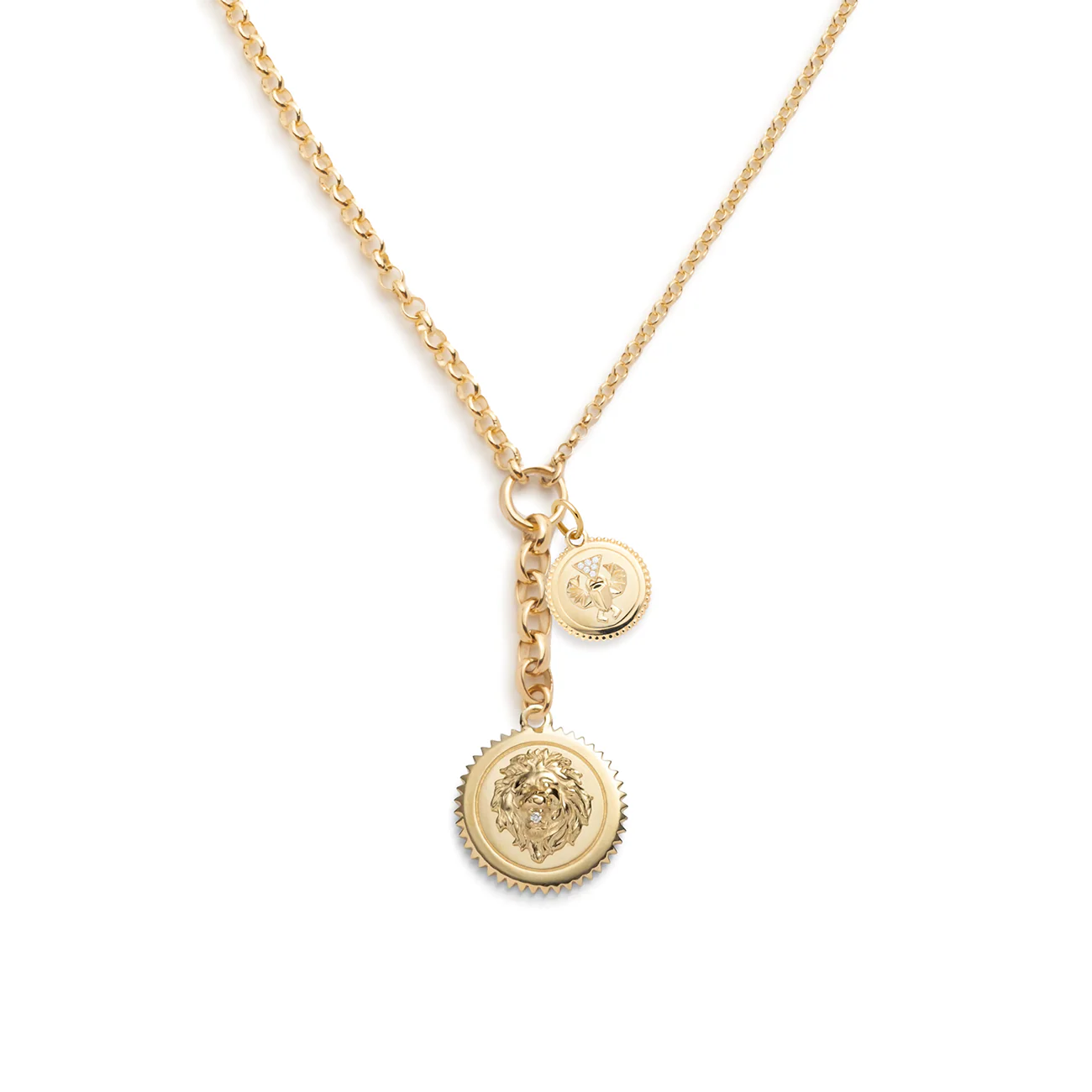 Strength - Protection | Medium Mixed Belcher Extension Necklace | Diamonds, Yellow Gold