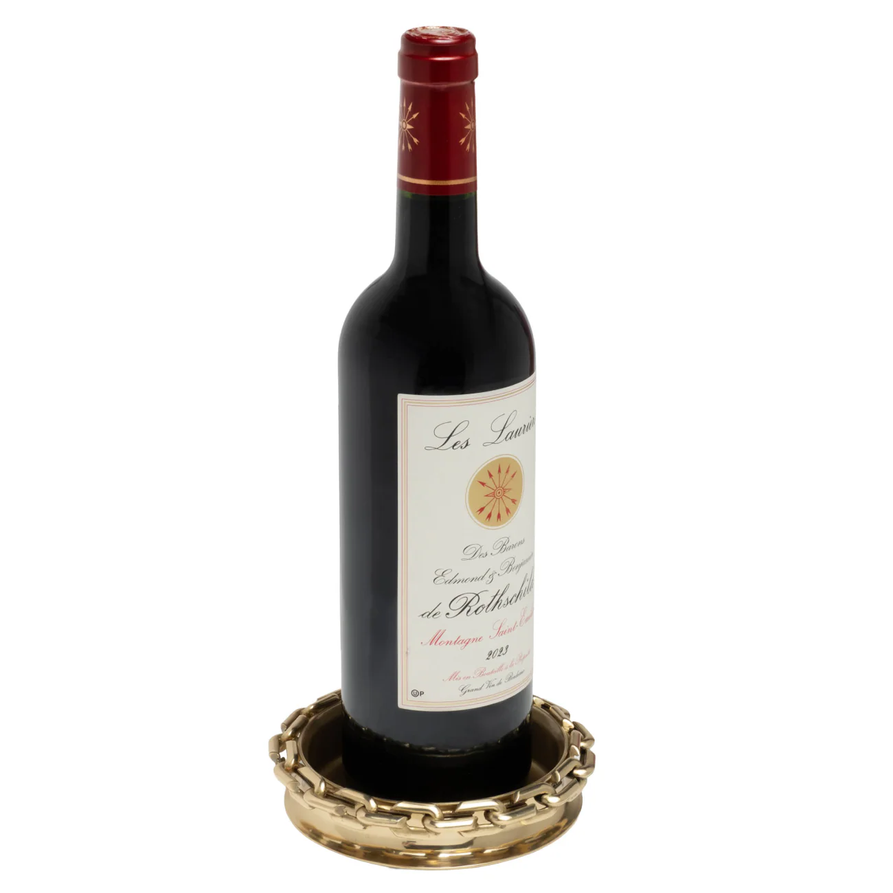 Strong Hearts | Love Link Wine Bottle Coaster | Brass - Image 2