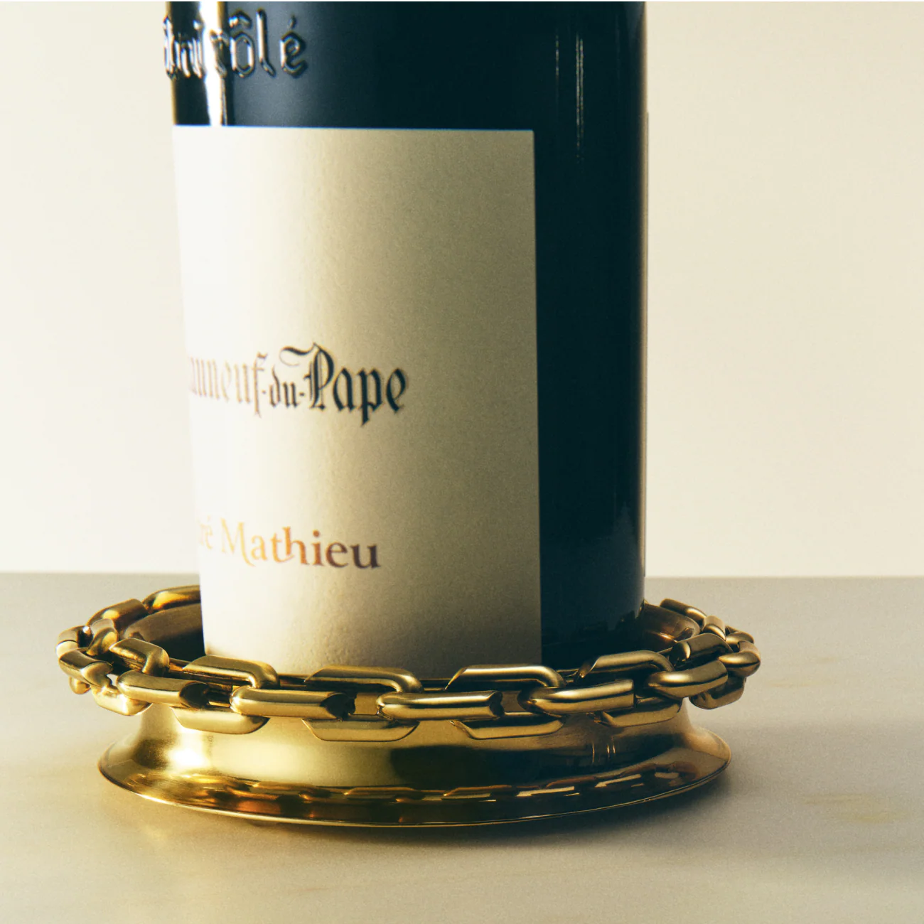 Strong Hearts | Love Link Wine Bottle Coaster | Brass - Image 3
