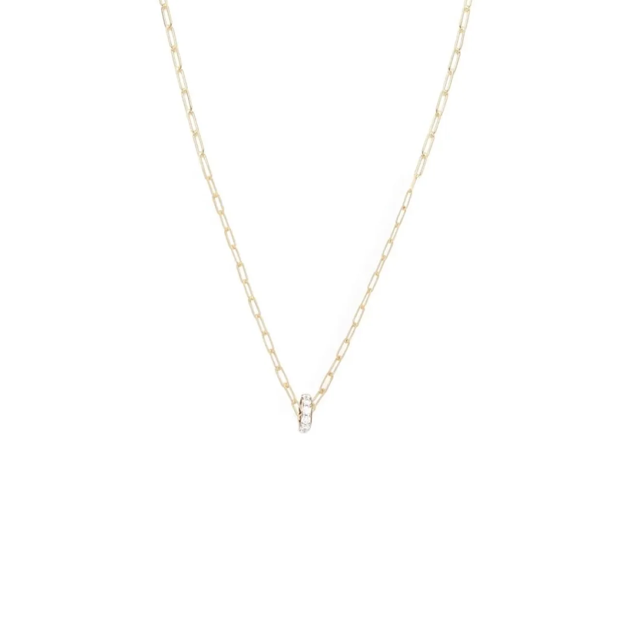 True Love | Pavé Edge Heart Beat Fine Clip Necklace | Diamonds, Yellow Gold