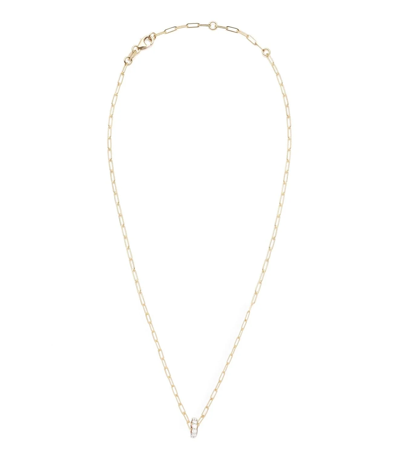 True Love | Pavé Edge Heart Beat Fine Clip Necklace | Diamonds, Yellow Gold - Image 2