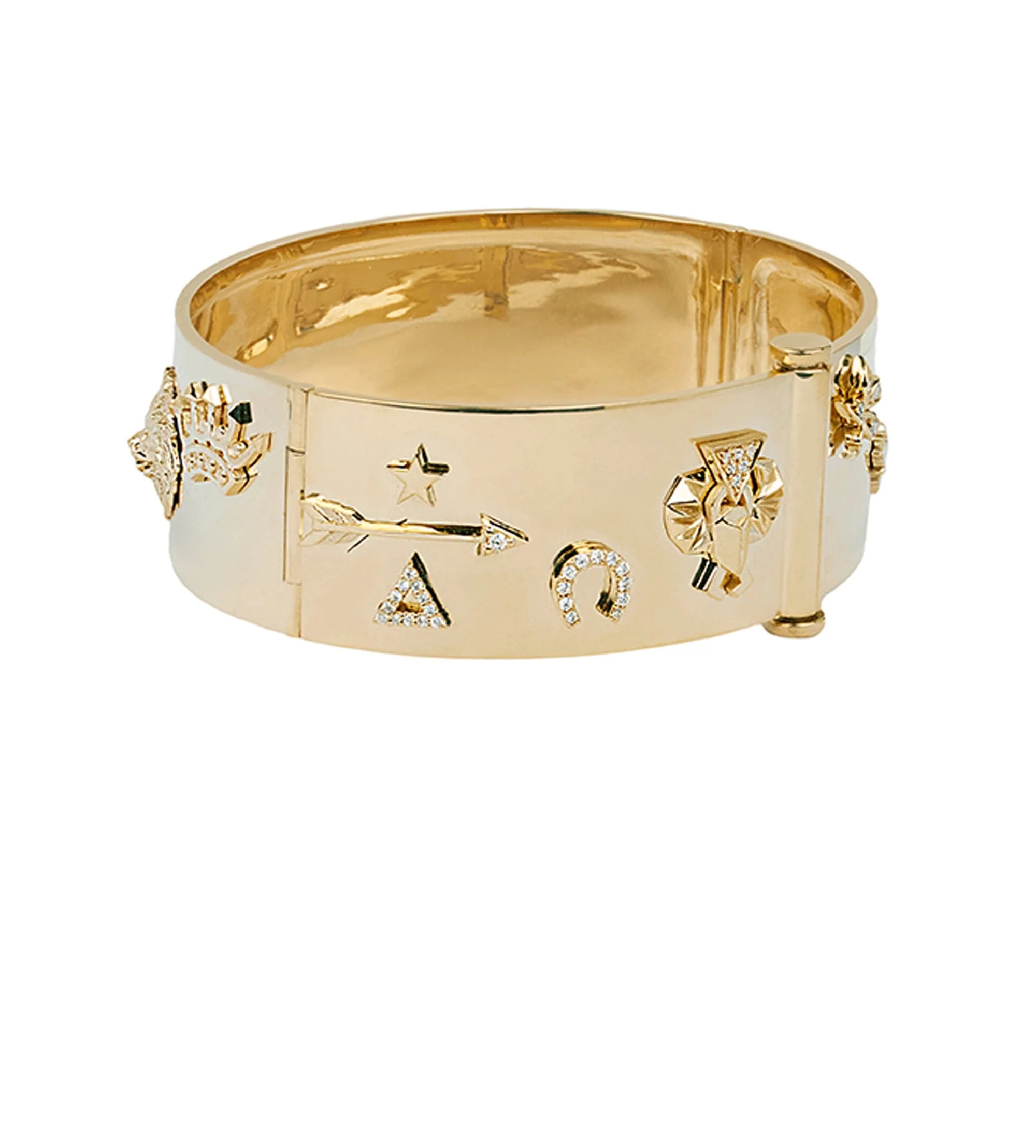 Foundation | Symbols Wide Triptych Bangle | Diamonds, Yellow Gold - Image 4