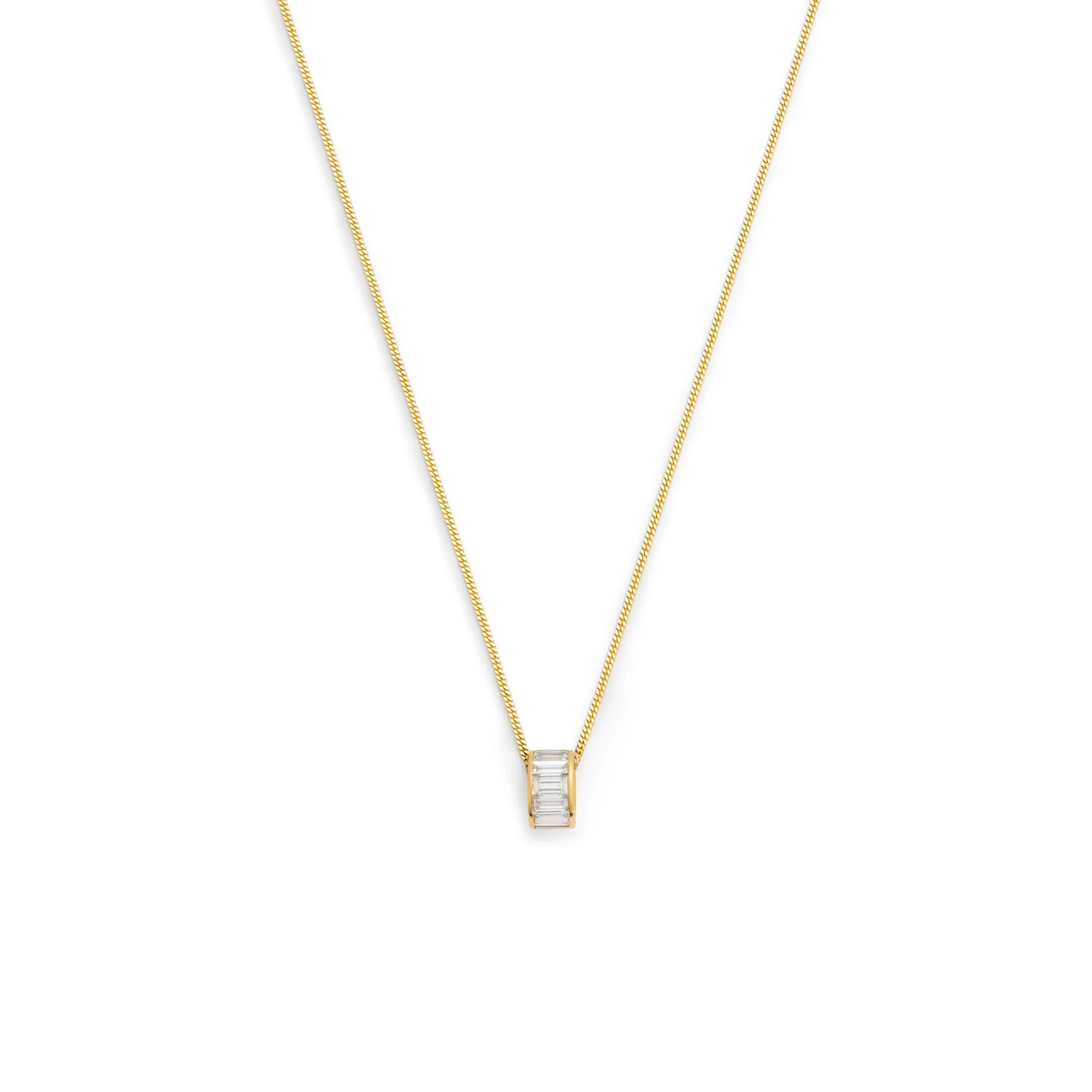 True Love | Baguette Heart Beat Fine Diamond Cut Curb Necklace | Diamonds, Yellow Gold