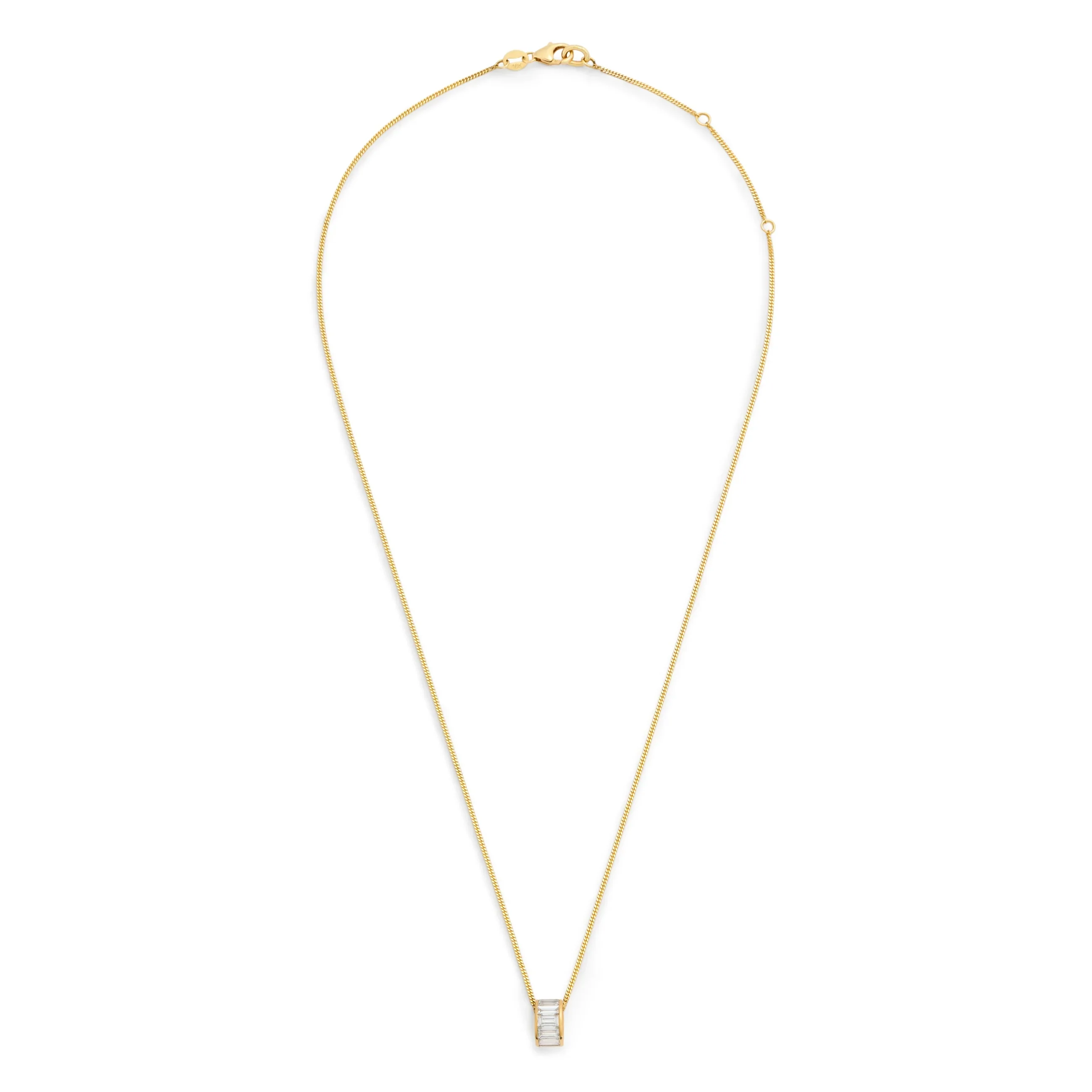 True Love | Baguette Heart Beat Fine Diamond Cut Curb Necklace | Diamonds, Yellow Gold - Image 3