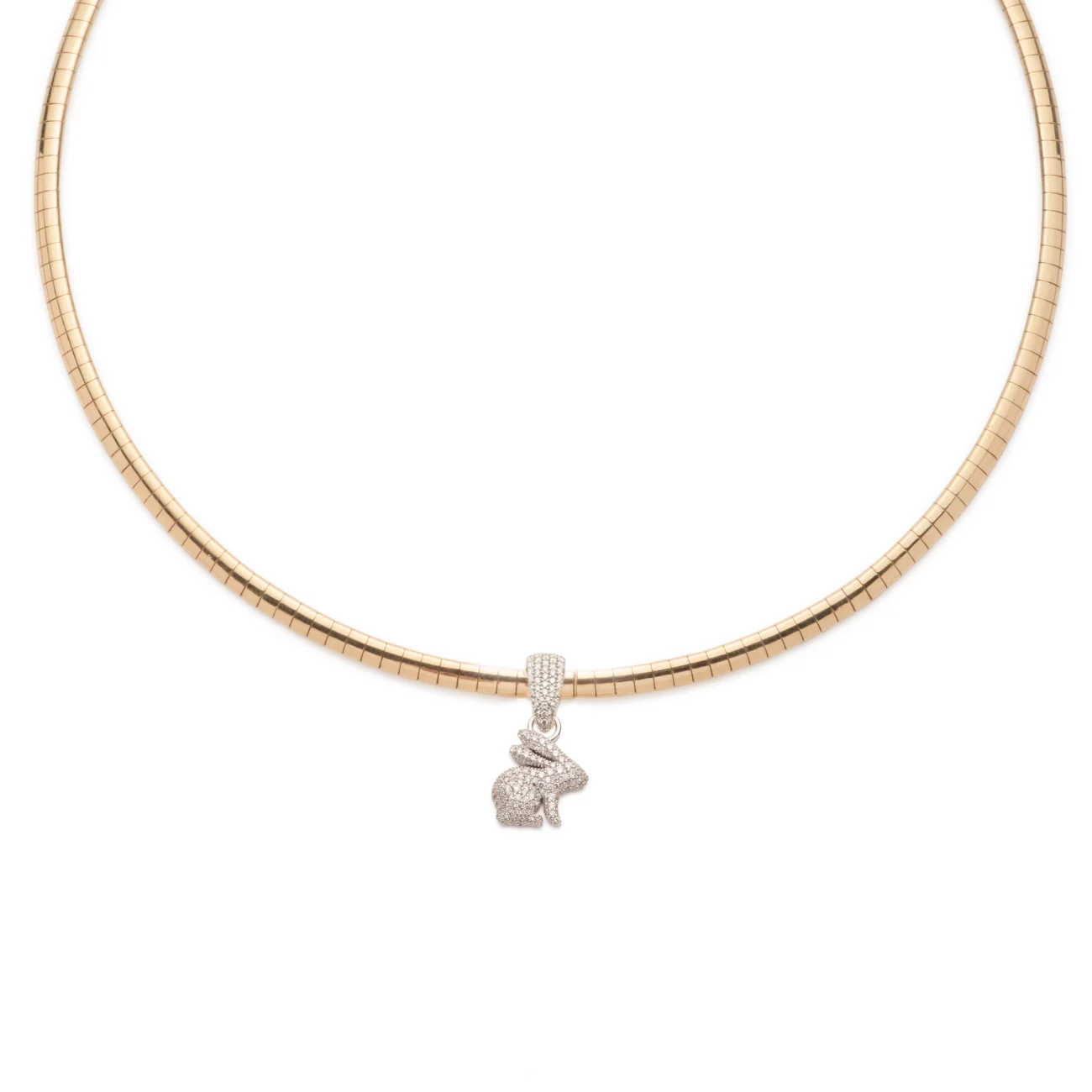 True Love | Snow Pavé Bunny Small Sleek Collar Necklace | Diamonds, Mixed Gold