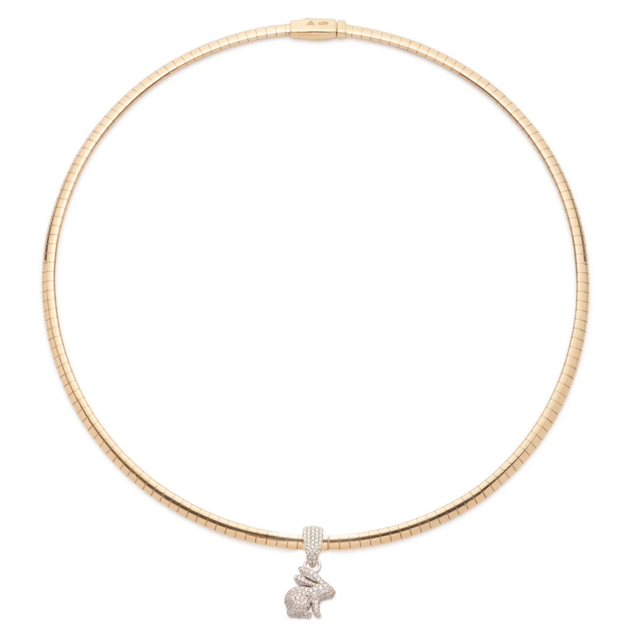 True Love | Snow Pavé Bunny Small Sleek Collar Necklace | Diamonds, Mixed Gold - Image 2