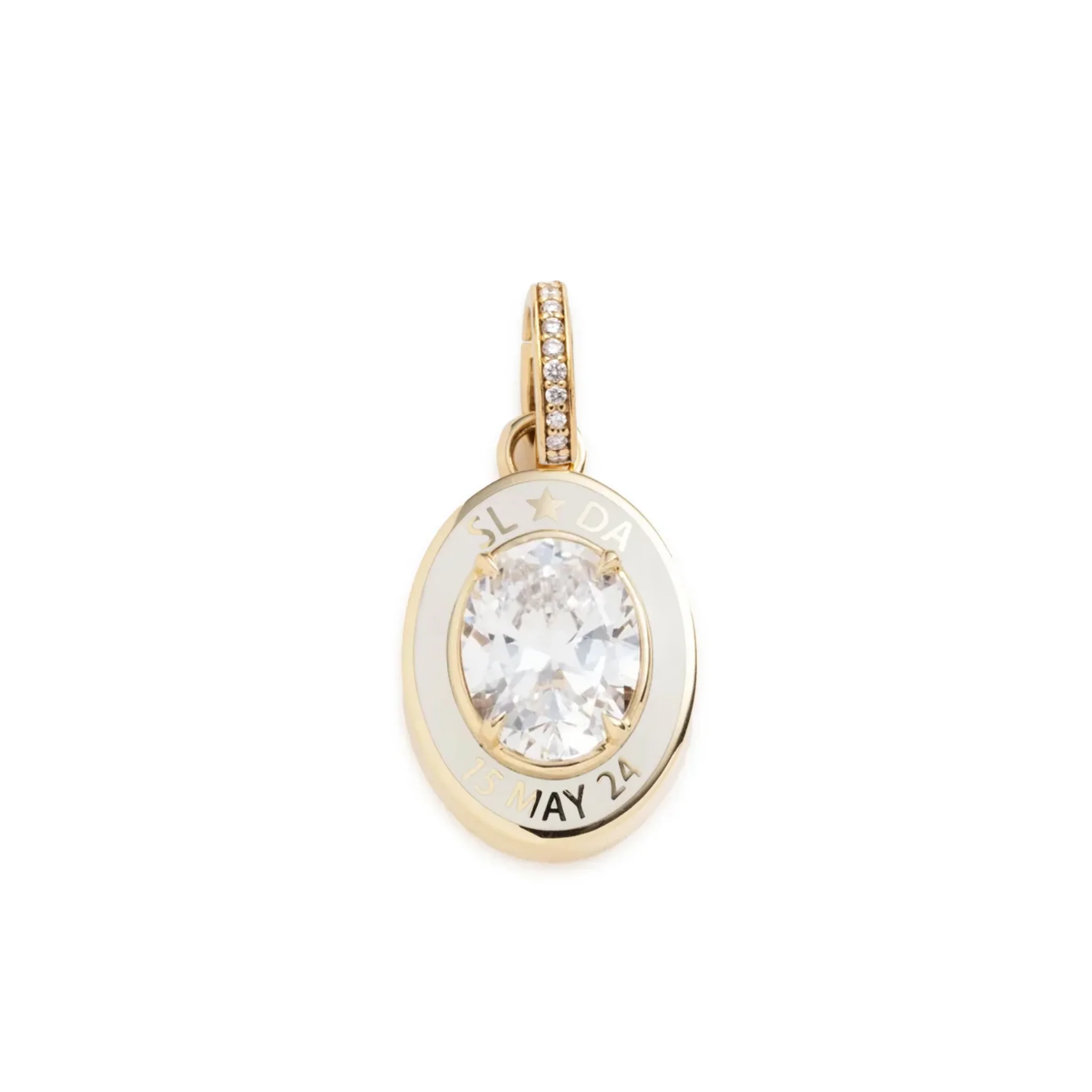 Personalized - True Love | True Love Cigar Band Pendant | Cream Ceramic, Diamond, Yellow Gold - Image 3
