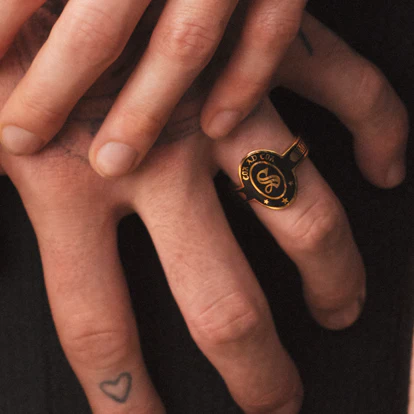 Personalized - True Love | Custom Cigar Band | Black Ceramic, Yellow Gold - Image 2