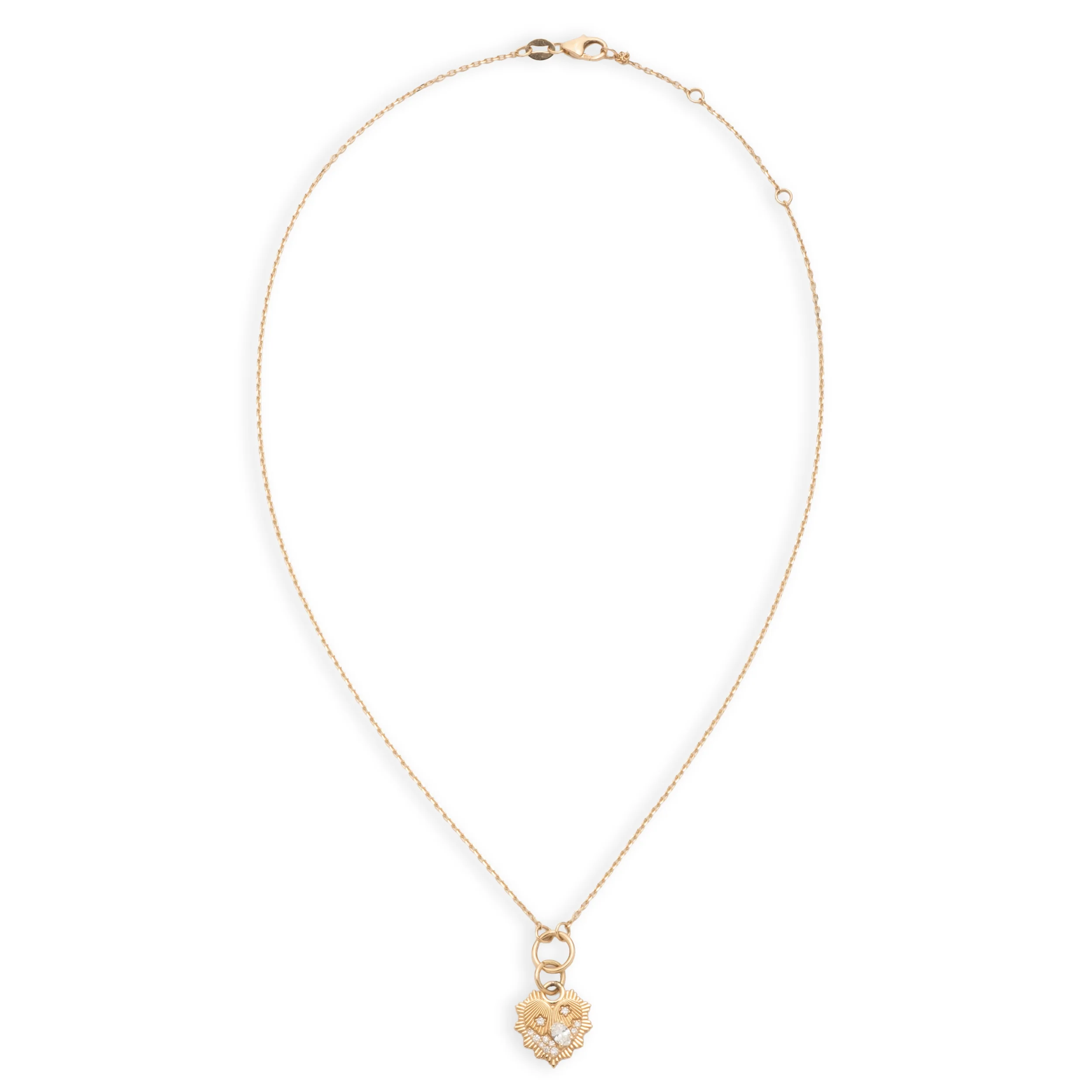 True Love | Encrusted Heart Love Token Thread Necklace | Diamonds, Yellow Gold - Image 3