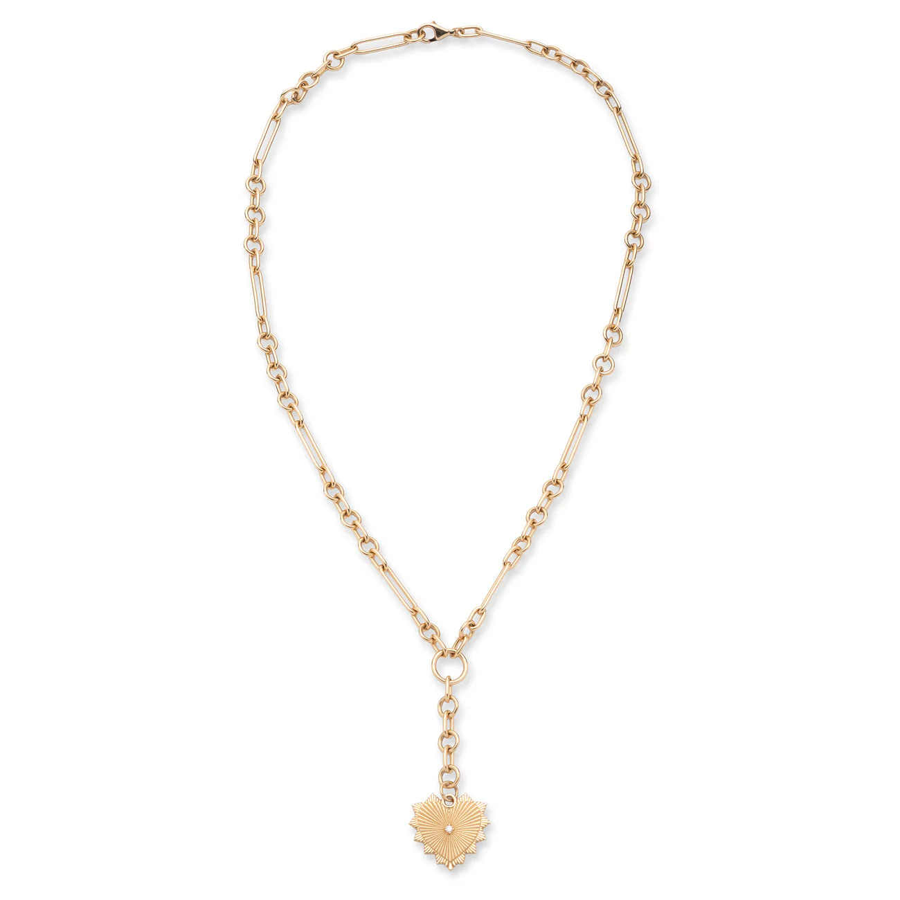 True Love | Heart Love Token Small Mixed Clip Extension Necklace | Diamond, Yellow Gold - Image 3