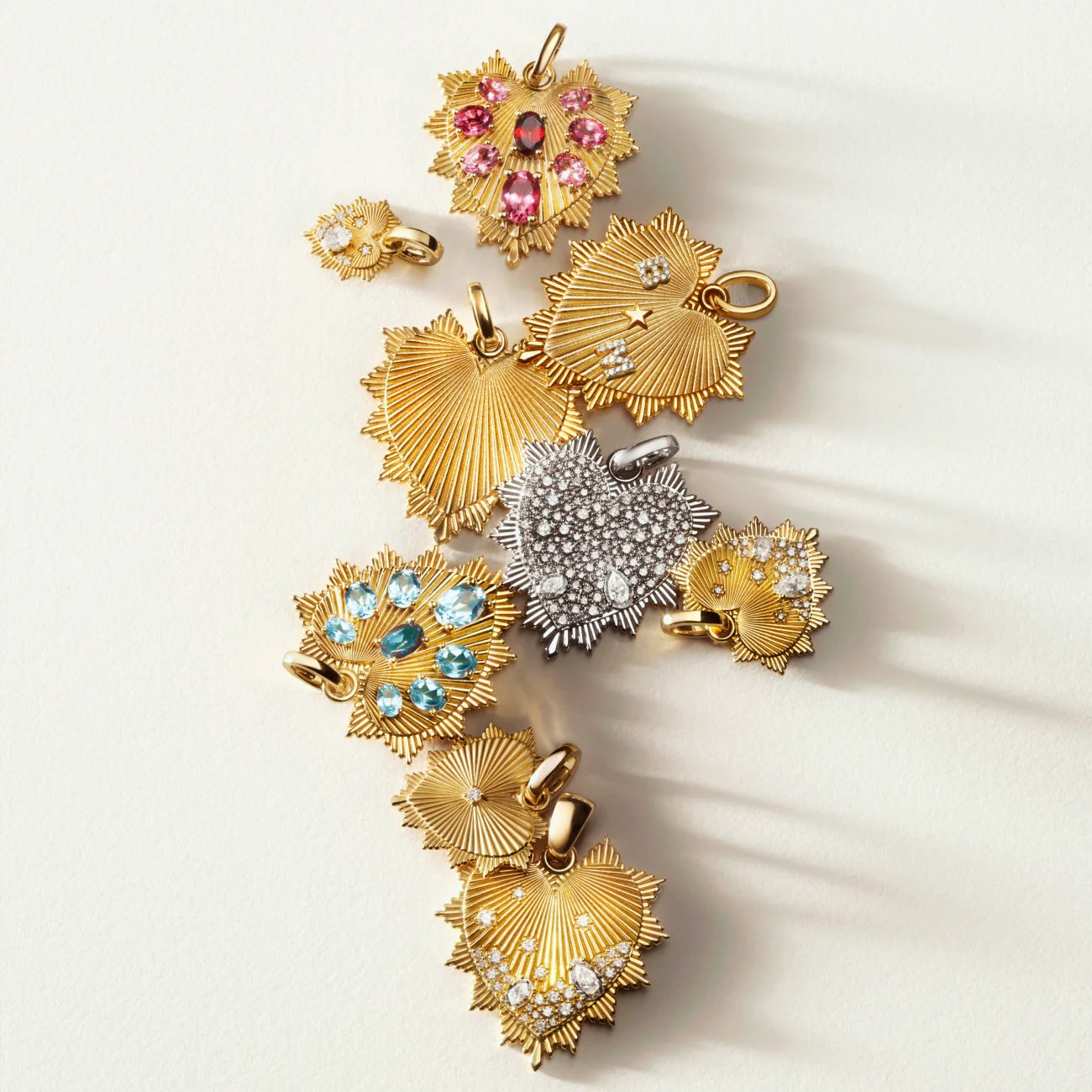 True Love | Heart Love Token Small Mixed Clip Extension Necklace | Diamond, Yellow Gold - Image 5