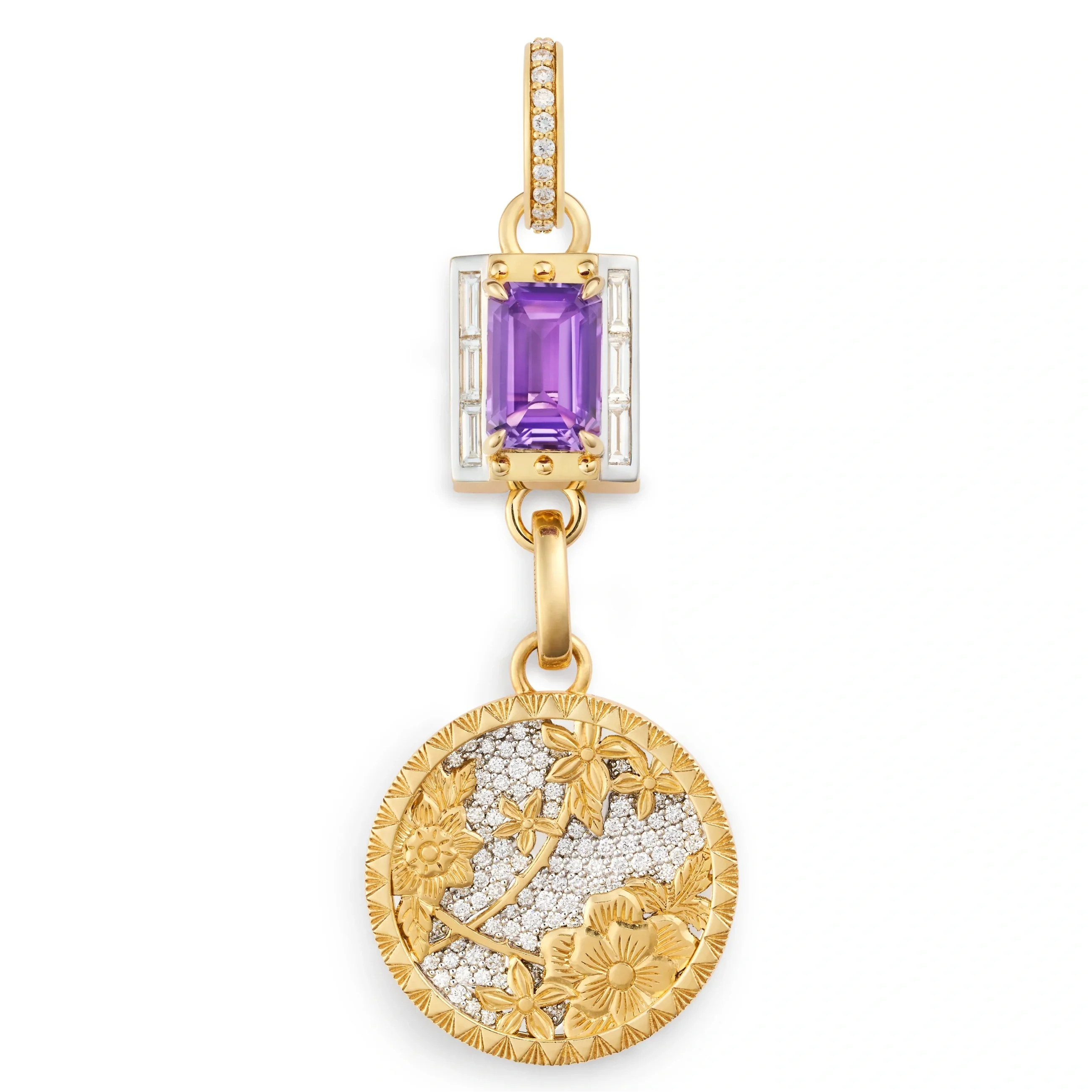 True Love | Lovestruck Pierced Cache Link Pendant | Amethyst, Diamonds, Yellow Gold - Image 3