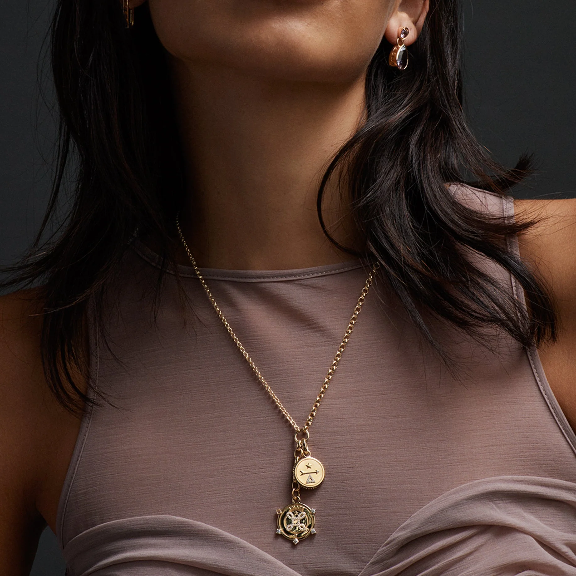 True Love | Amate Medium Belcher Open Chain Necklace with Small Never Ending Knot Extension | Diamonds, Yellow Gold - Image 2
