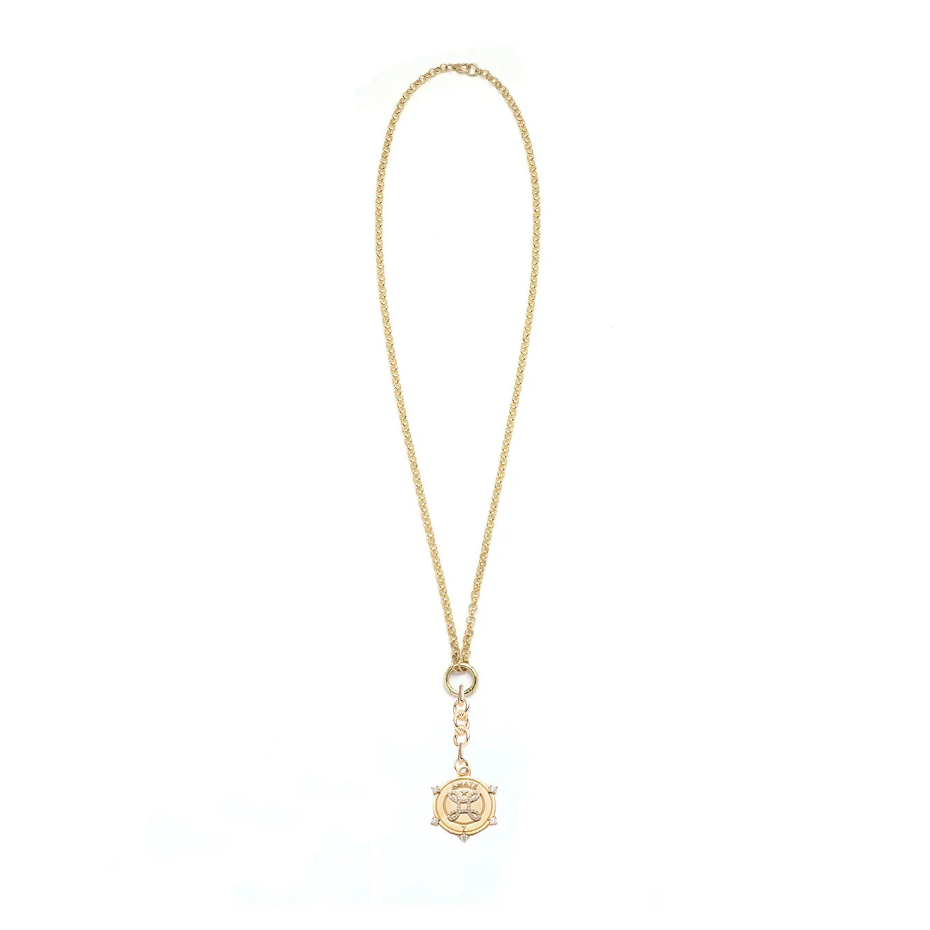 True Love | Amate Medium Belcher Open Chain Necklace with Small Never Ending Knot Extension | Diamonds, Yellow Gold - Image 3