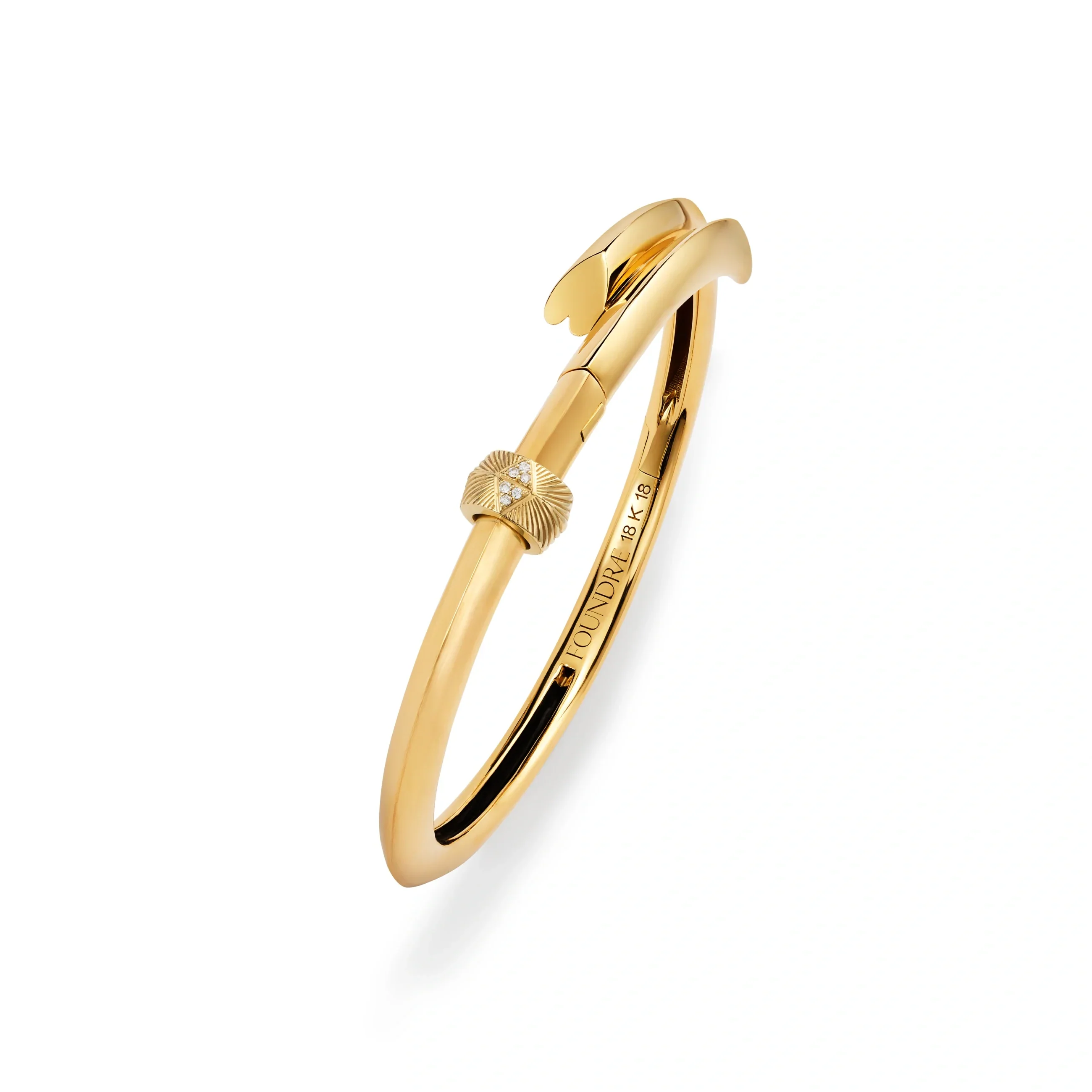 Protection | Double Triangle Strong Heart Bangle | Diamonds, Yellow Gold